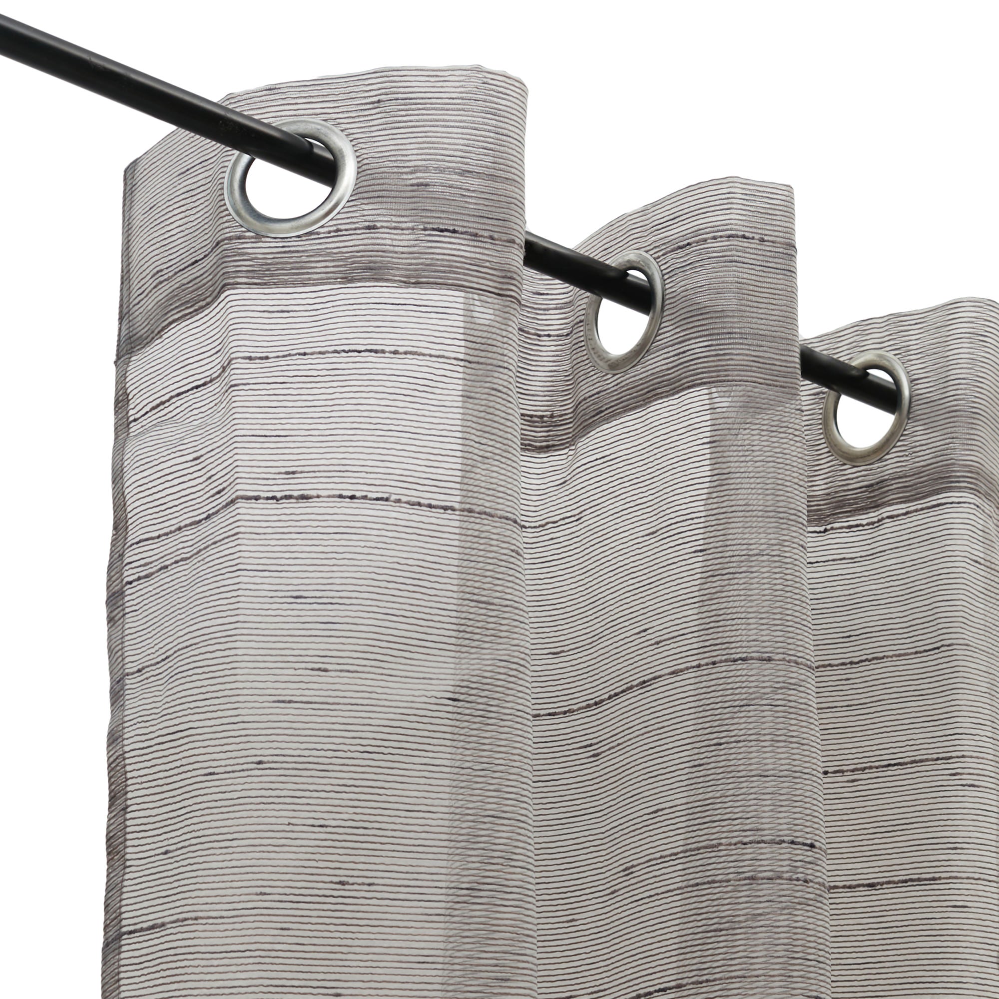 Amour Set of 2 Ribbed Window Sheer Curtains 5 Feet in Charcoal Colour