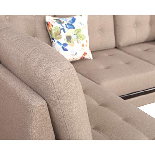 Garcia Fabric 5 Seater Sofa with Right Hand Side Lounger in Brown Colour