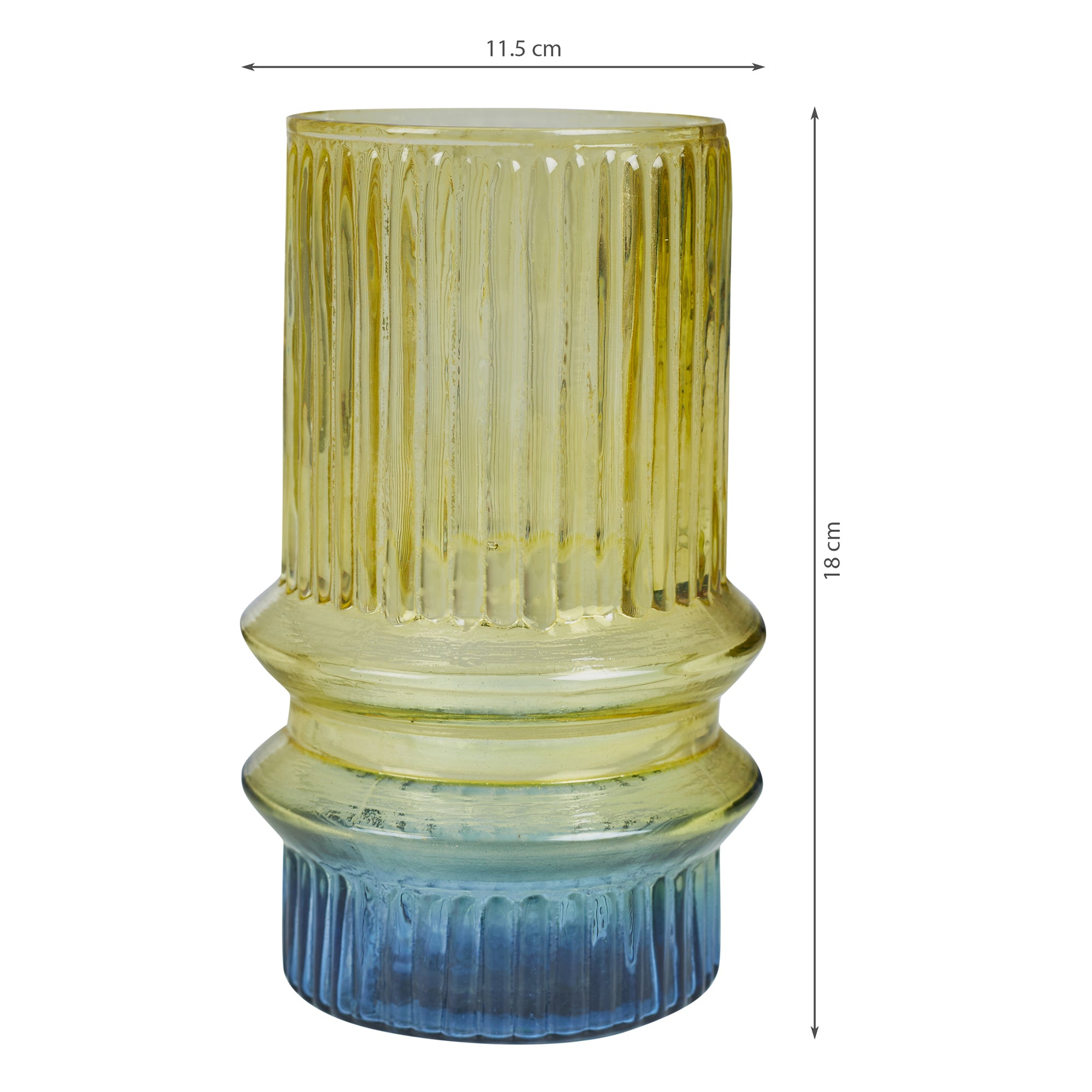 Phiona Glass Fluted Handcrafted Small Vase 18 Cm in Multi Colour