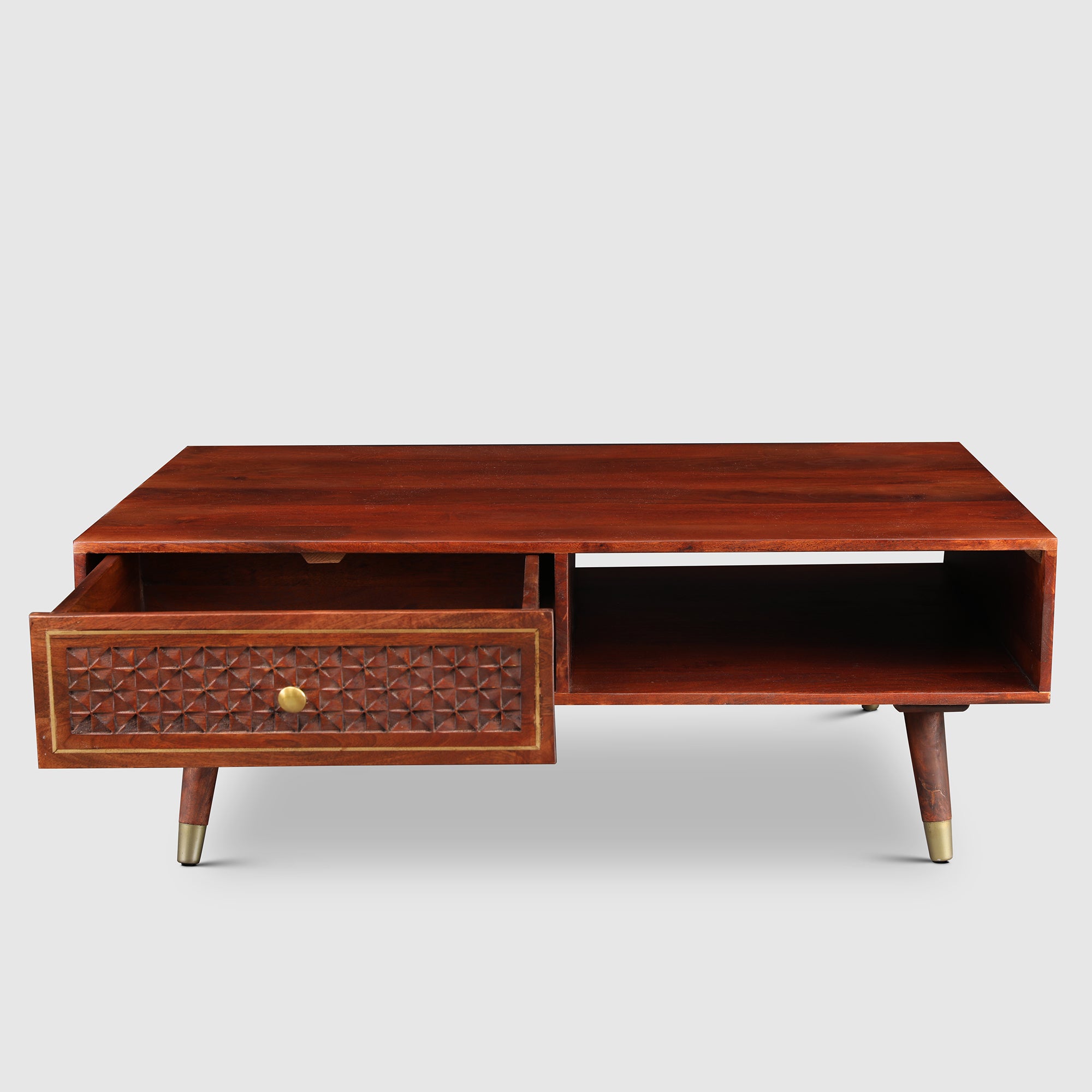 Phoolkari Center Table in Honey Finish Colour