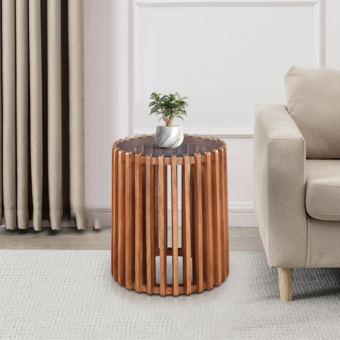 Haku Side Table in Walnut Colour