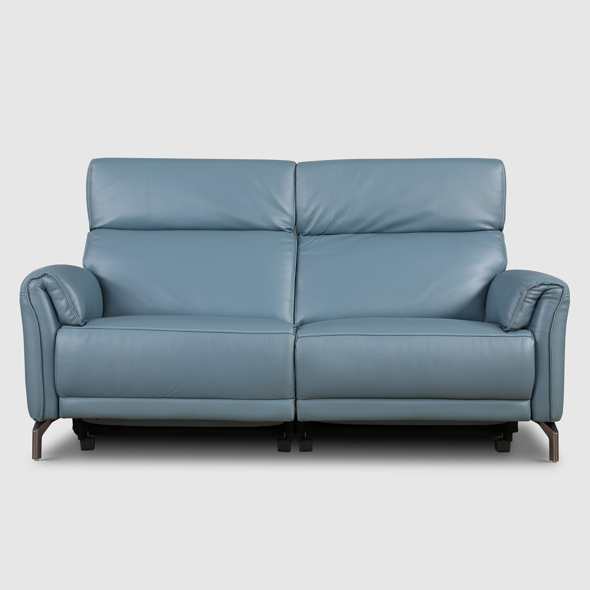 Emilia Half Leather Three seater Electric Recliner in Blue Colour