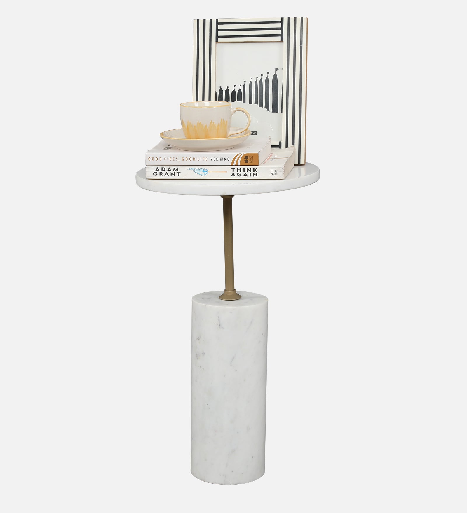 Mateo Marble Top Side Table in White Colour