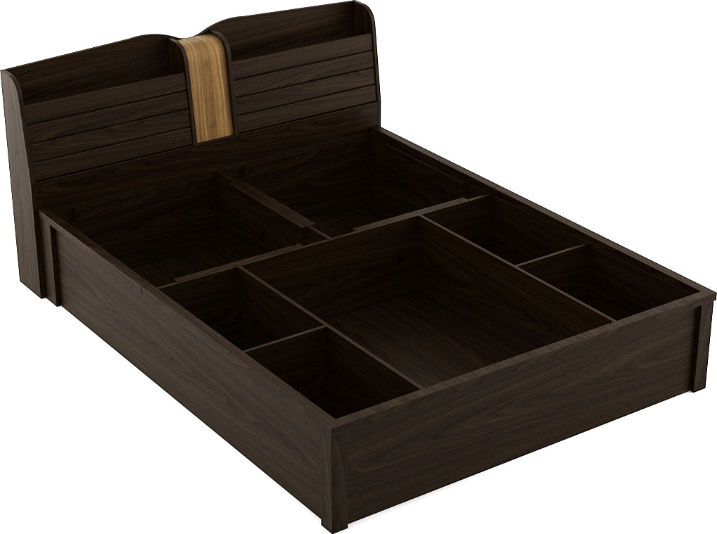Magnum Engineered Wood King Bed with Hydraulic Storage in Urban Walnut Colour