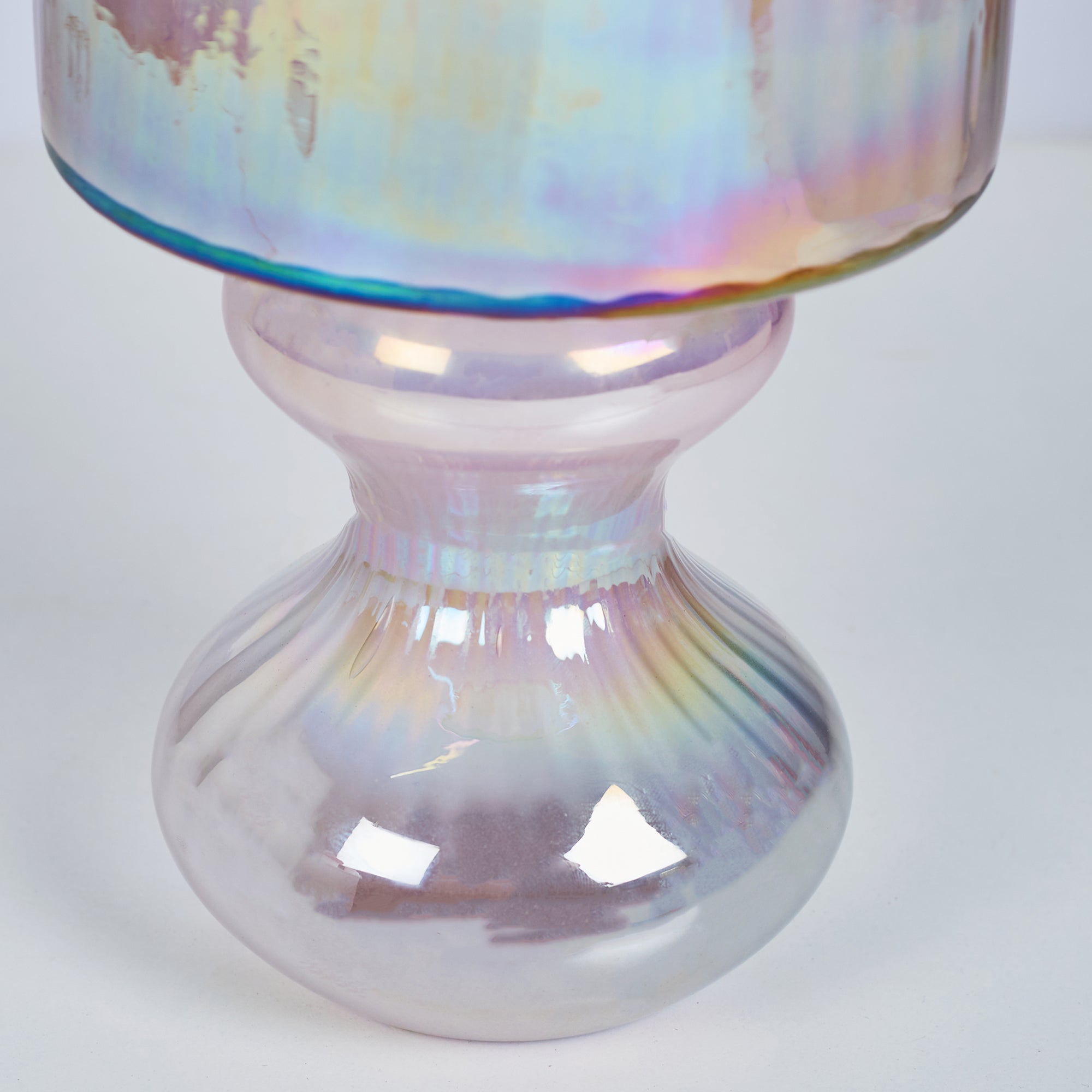 Phiona Glass Fluted Handcrafted Hurricane 29 Cm in Blush Colour
