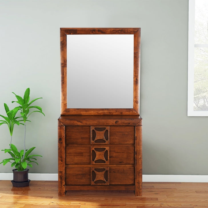 Casablanca Solidwood Dresser with mirror in Walnut Colour