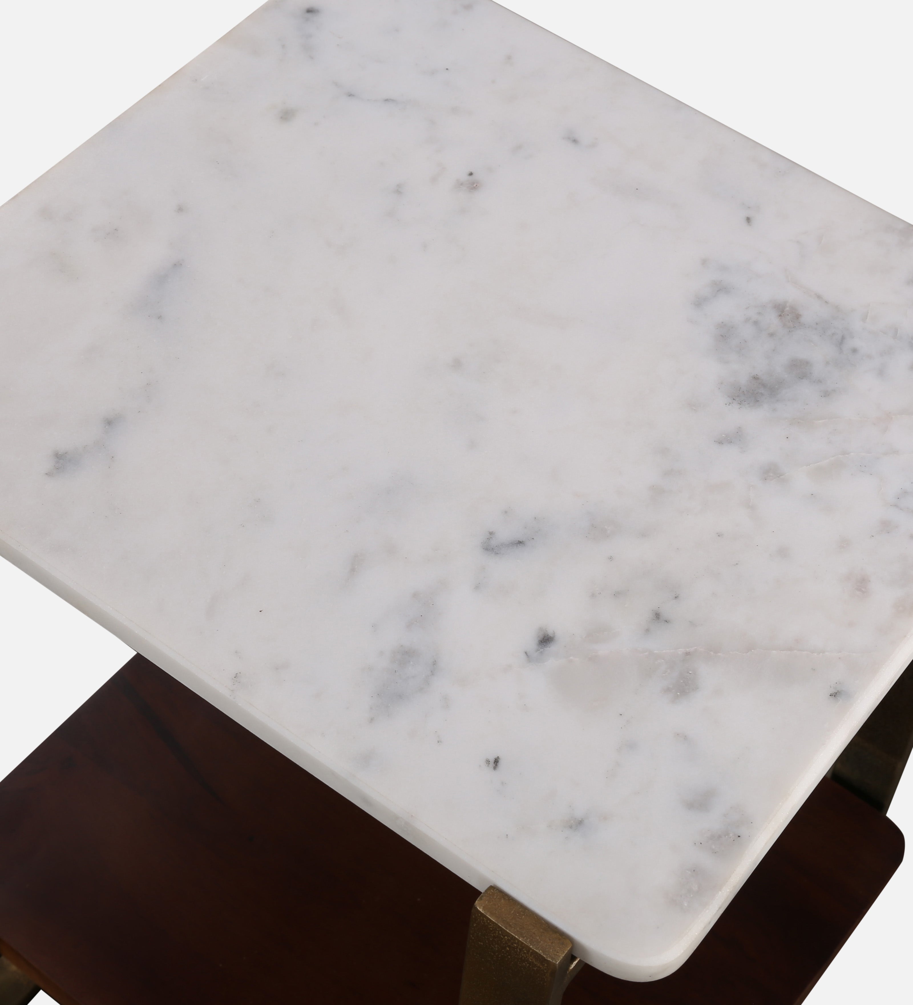 Ellis Metal Side Table in White and Walnut Colour