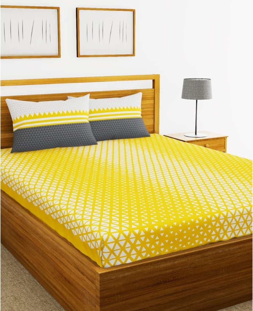 Chantal Cotton Double Bed Sheet 229X274 Cm 210 Tc in Yellow Colour