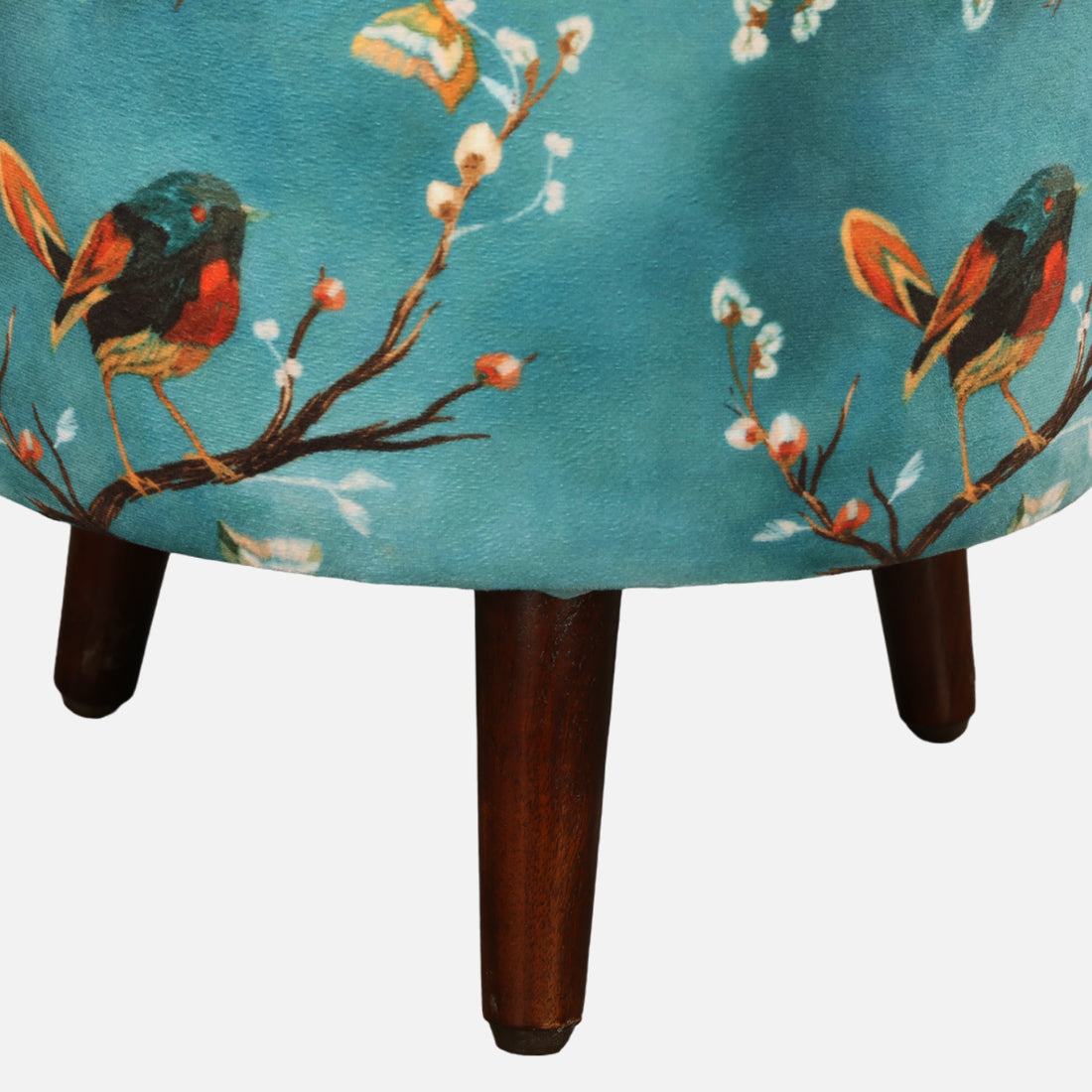 Ordhid Fabric Ottomans in Printed Blue Colour