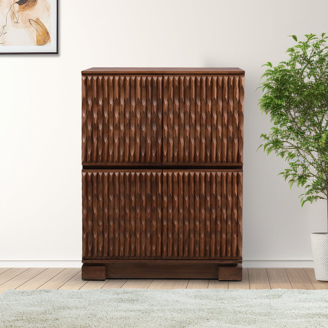 Isak Solidwood Bar Unit in Walnut Colour