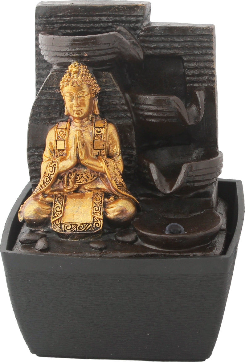 Impression Polyresin Buddha 3 Drop Fountain in Gold Colour