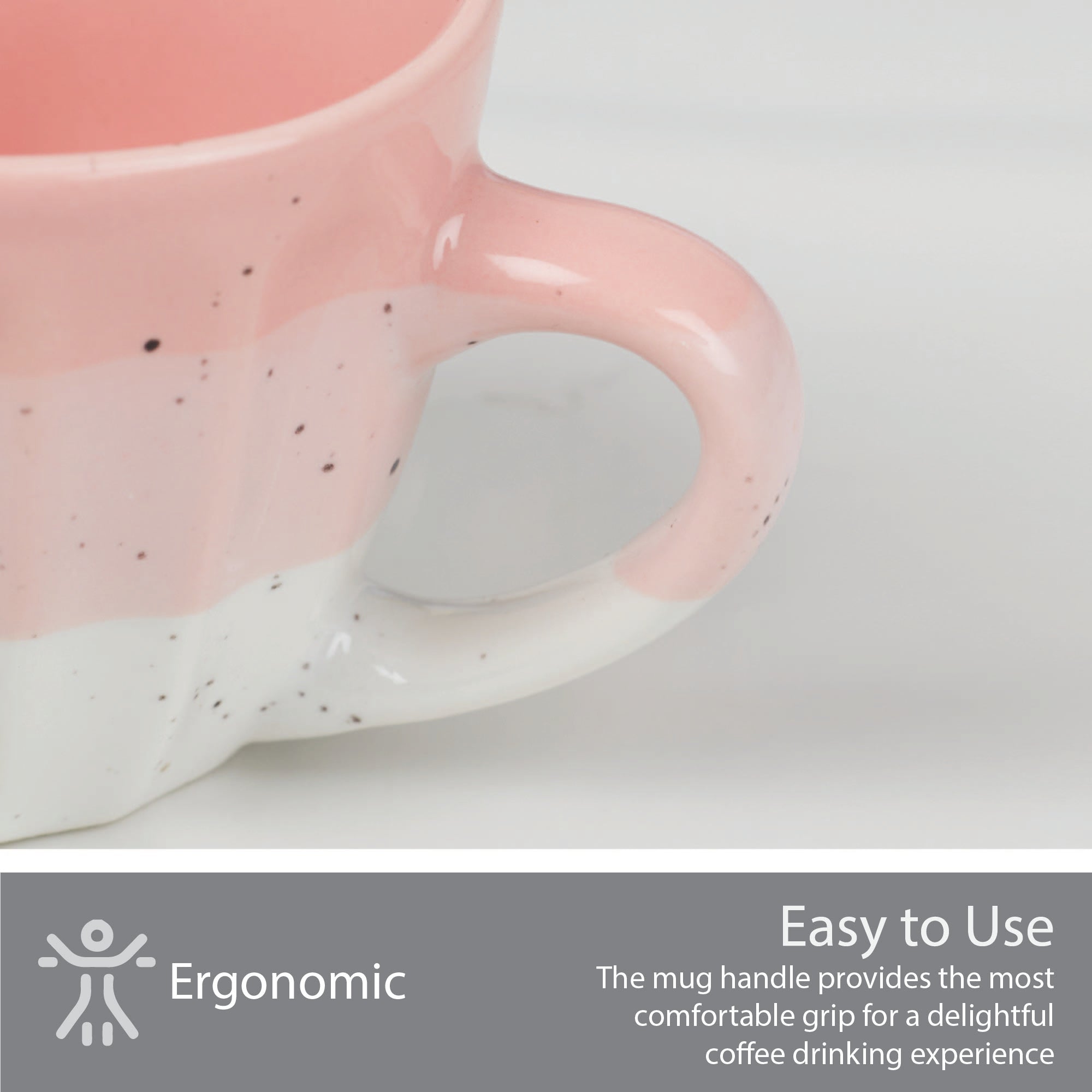 Emilia Ceramic Tea/Espresso Mug 100ml Set of 4 in Dusky Pink Colour