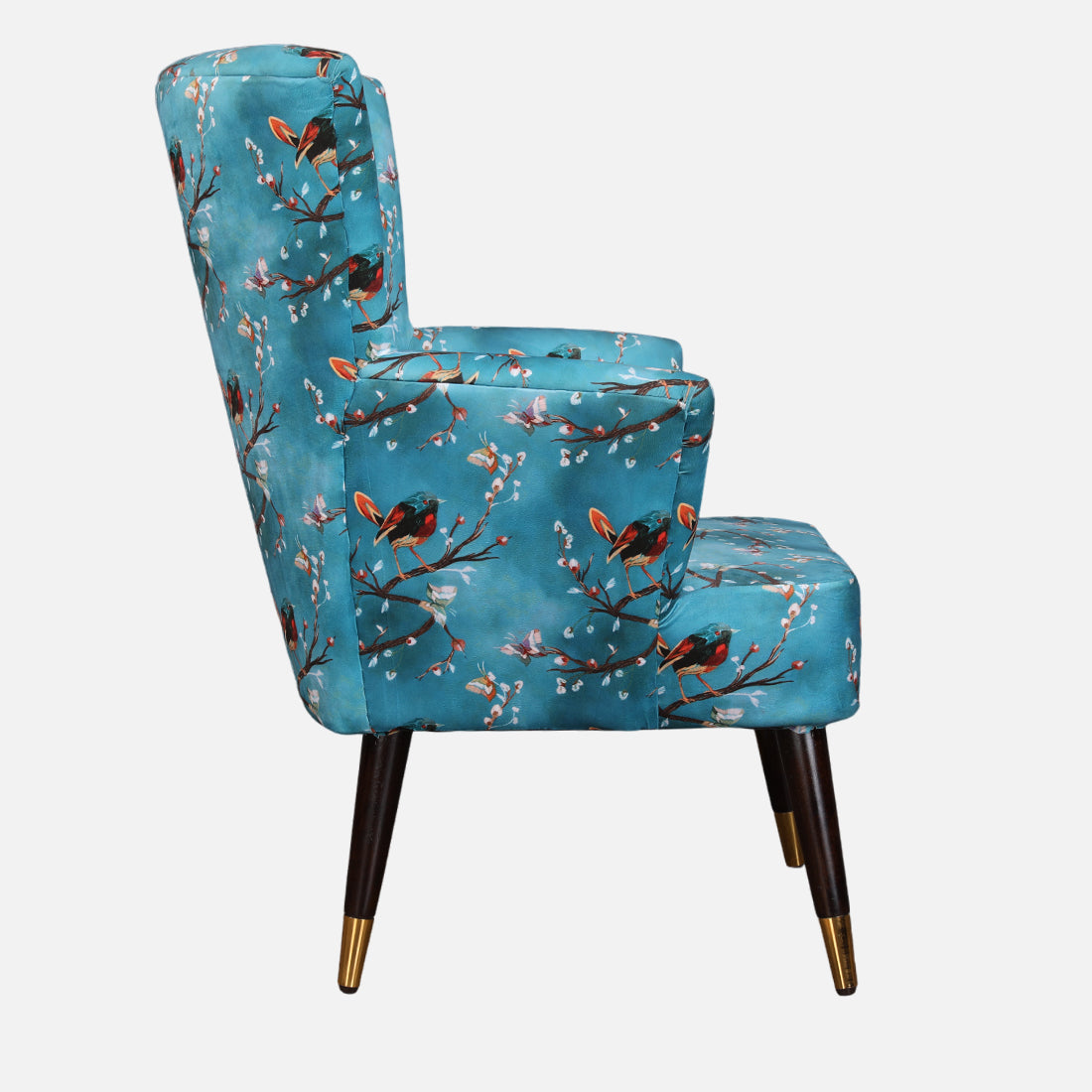 Peony Fabric Arm Chairs in Blue Colour