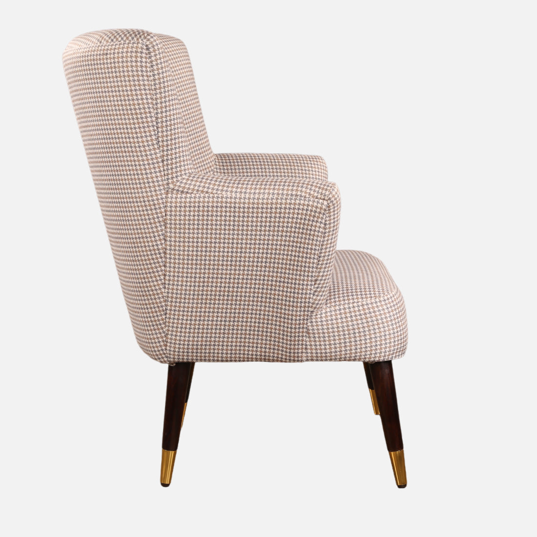 Peony Fabric Arm Chairs in Beige Colour