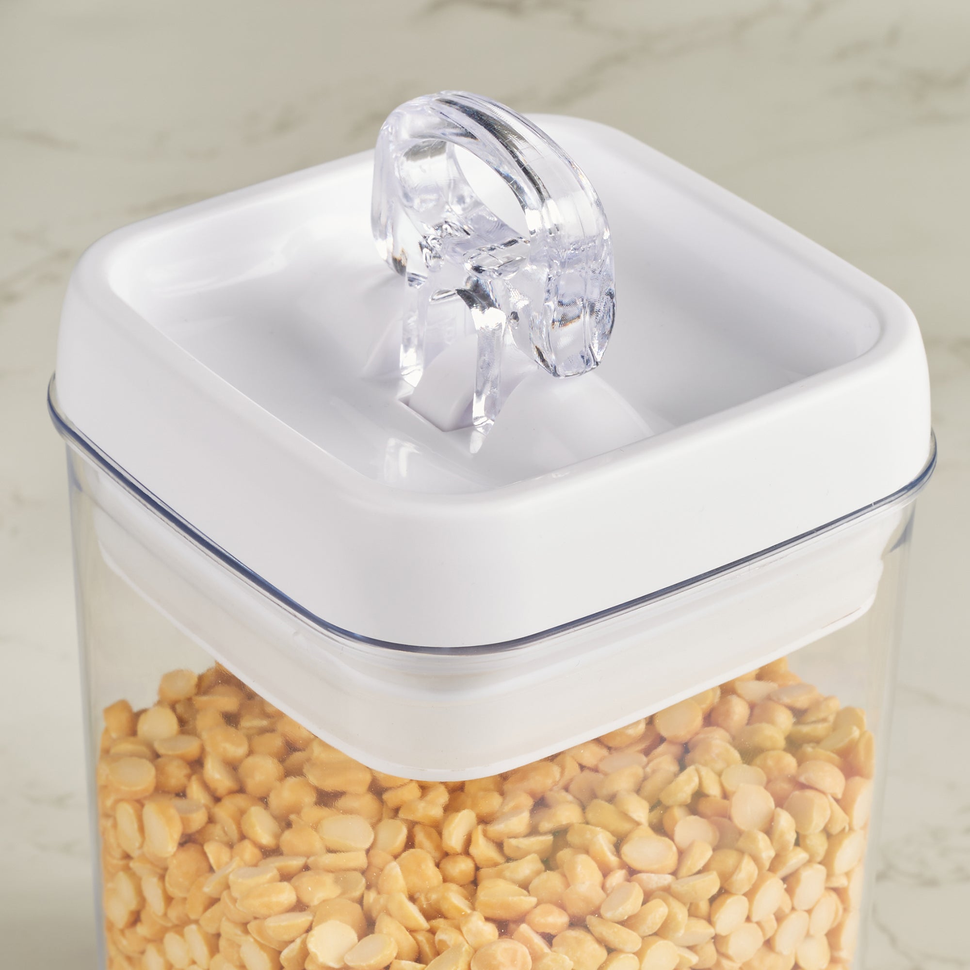 Robusto BPA Free Easy Lock Square Container 800ml in Transparent & White Colour