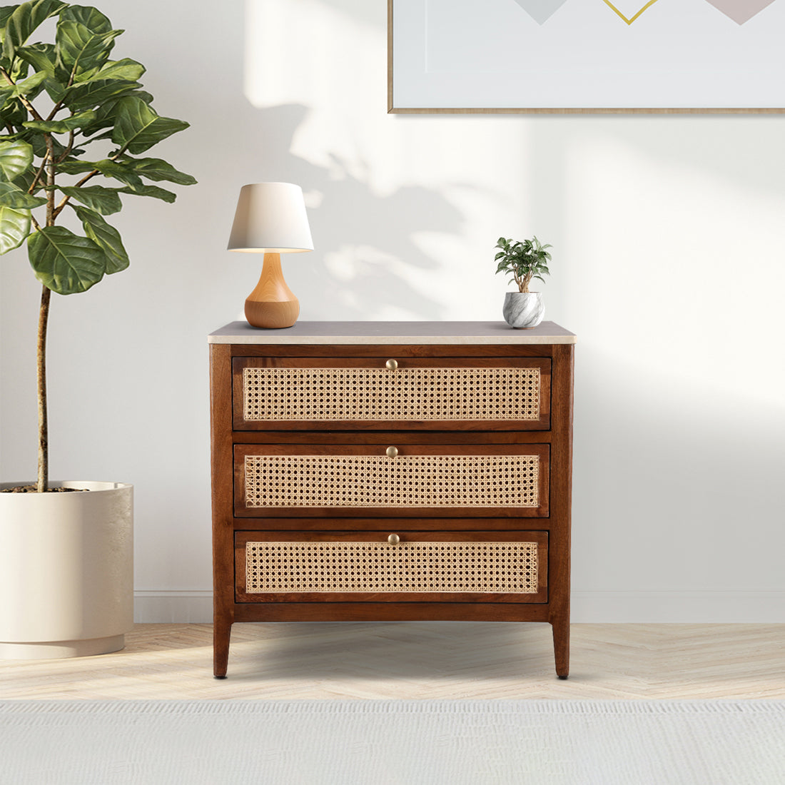 Siam Acacia Wood Chest Of Drawer in Honey Colour
