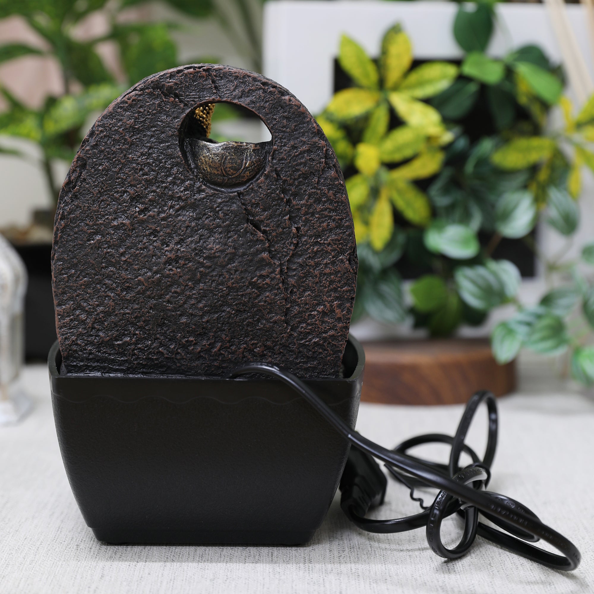 Impression Polyresin Relaxing Buddha Fountain 13X18Cm in Black Gold Colour