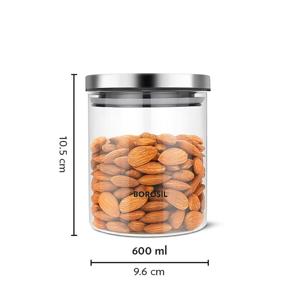 Borosil Classic Glass Jar 600Ml