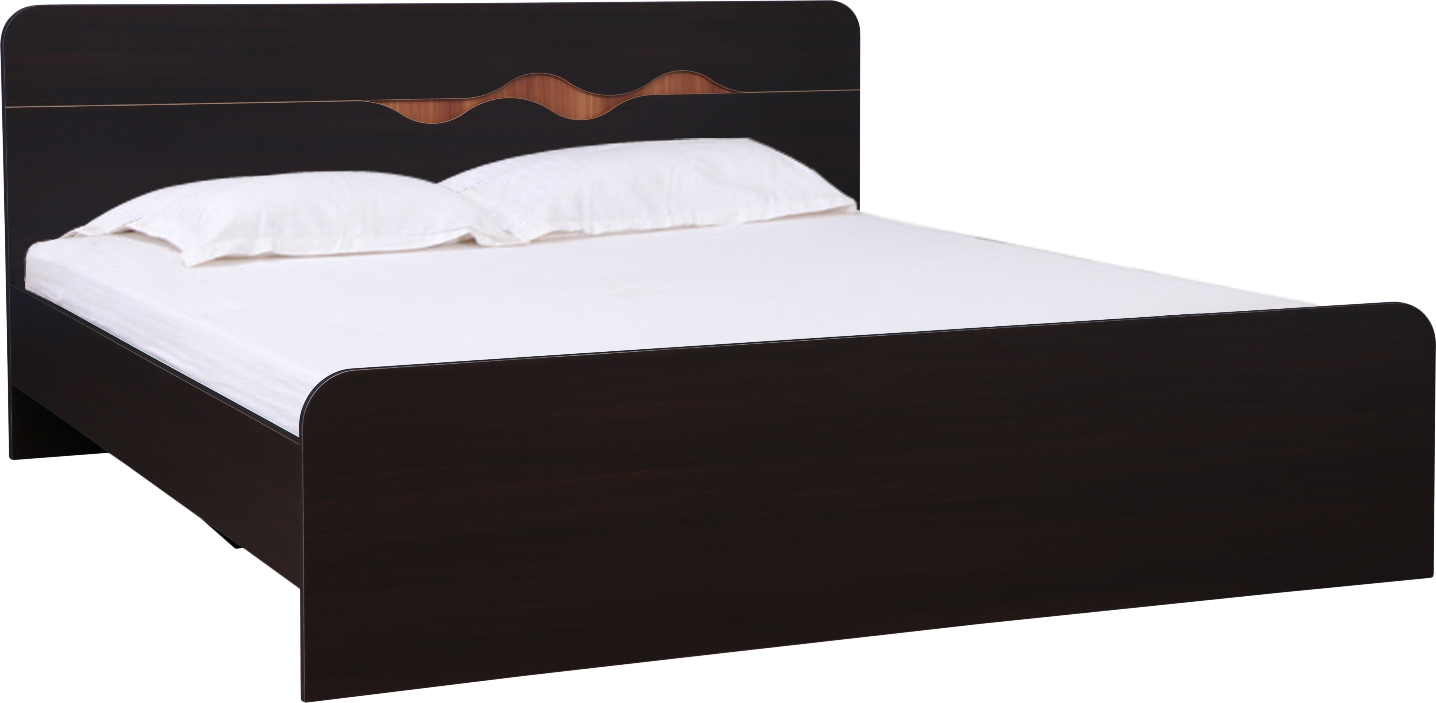 Swirl King Bed without storage in Dark Oak Colour