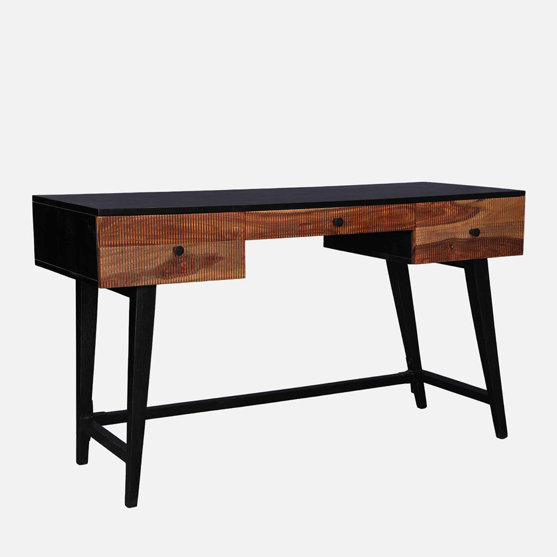 Sven Sheesham Wood(Rosewood) Study Table in Natural Sheesham & Black Colour