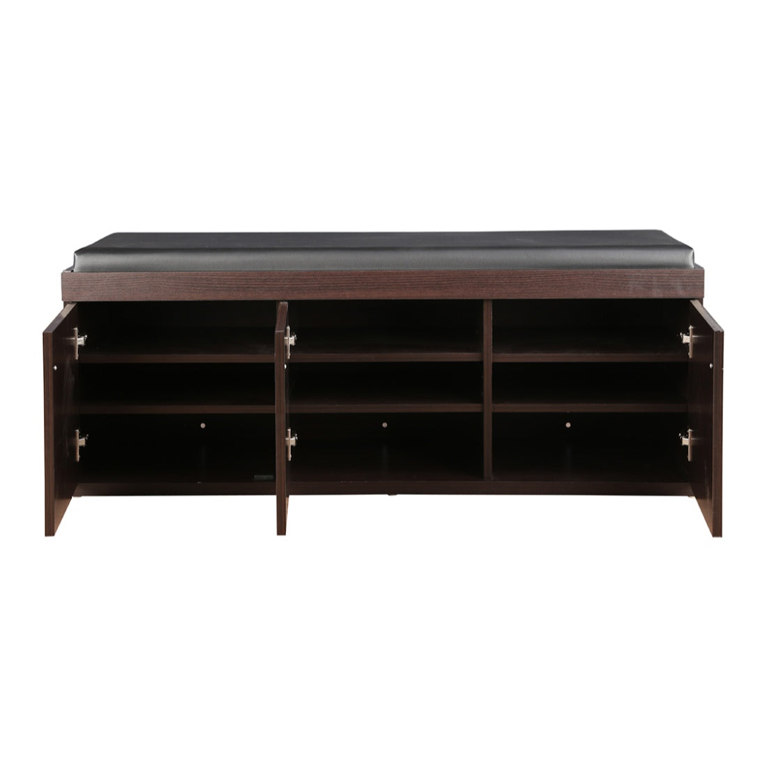 HomeTown Engineered Wood 3 door Shoe Rack with Seat in Wenge Colour