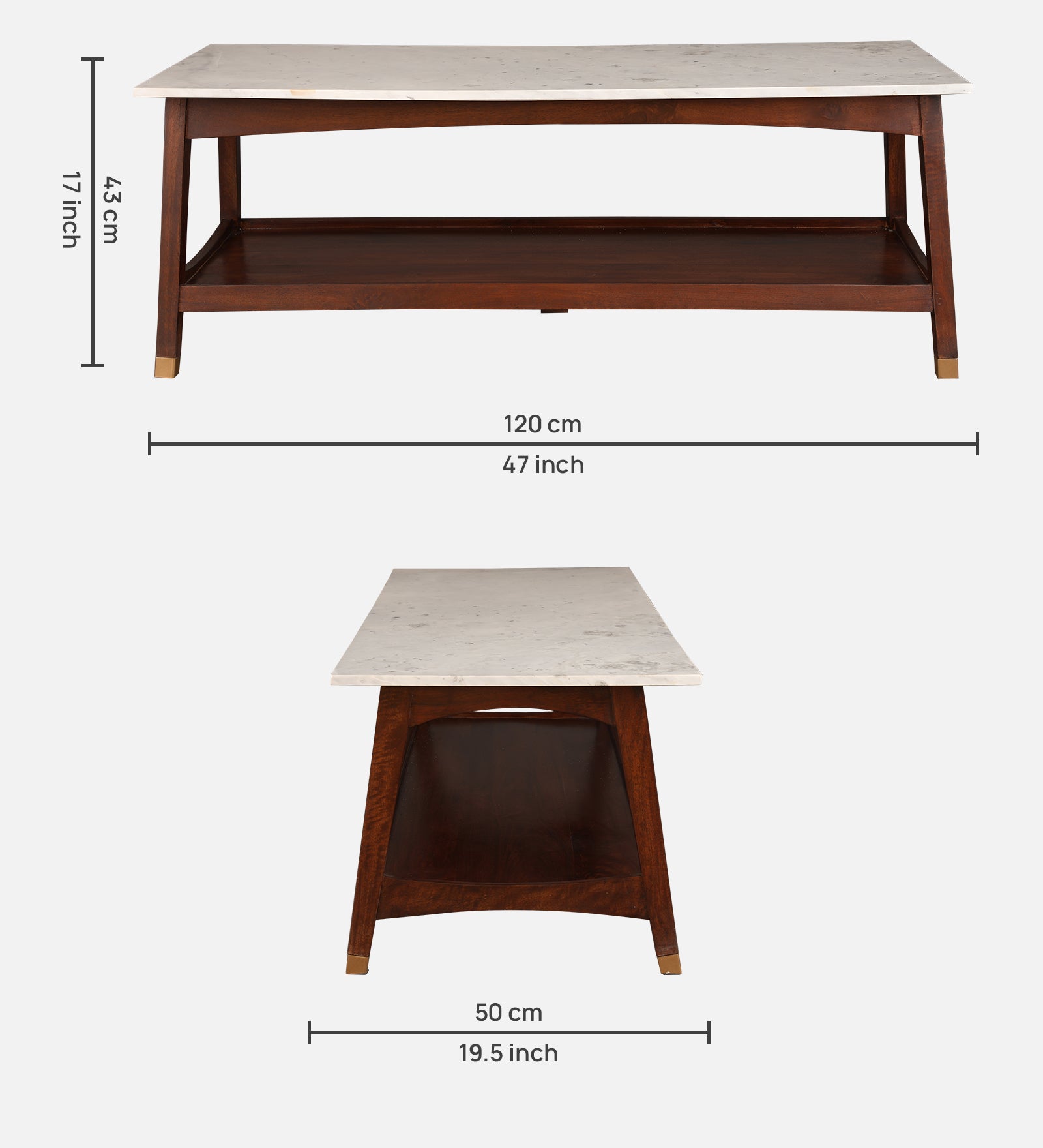 Dante Solid Wood Center Table in Walnut Colour
