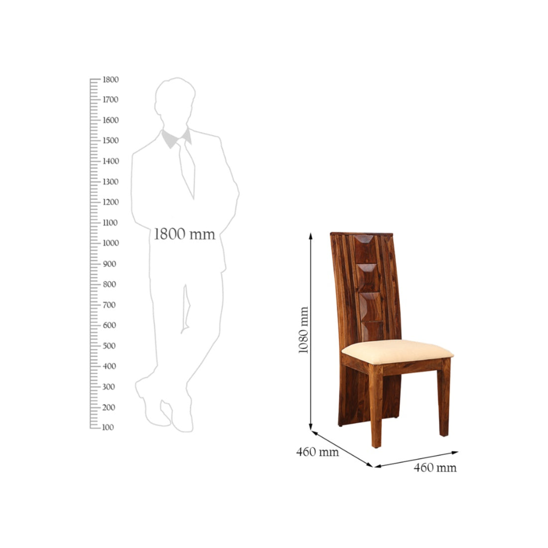 Woodrow Sheesham Wood(Rosewood) Dining Chair Set of 2 in Honey Colour