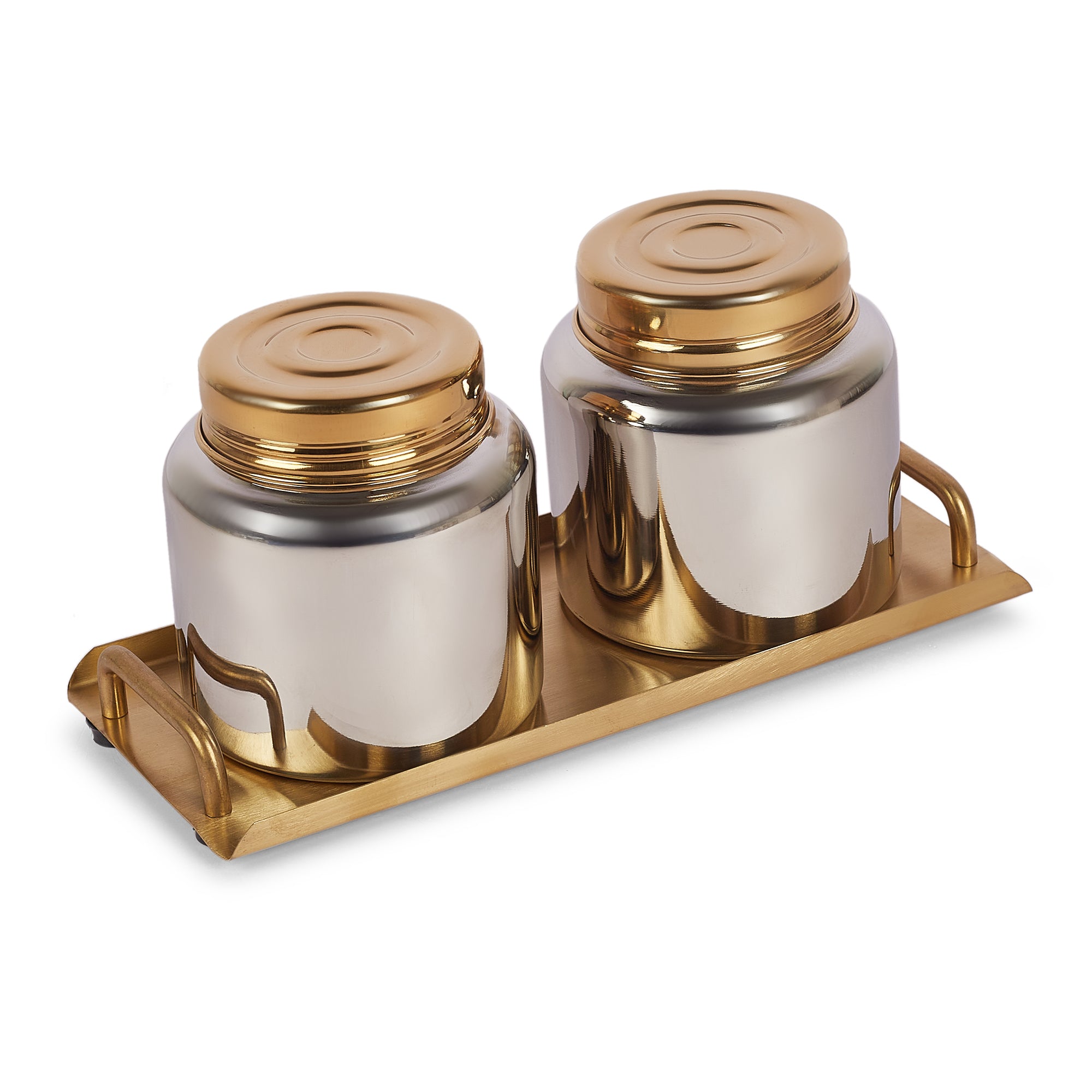 Sapphire Stainless Steel Serving Set Large in Gold & Silver Colour by Living Essence