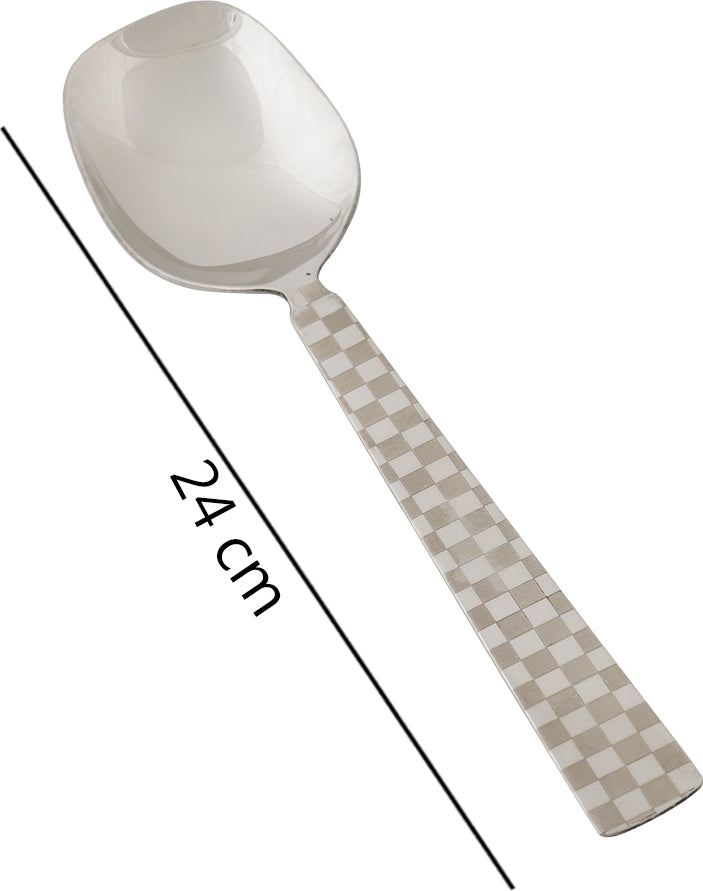 Diamond Rice Steel Spoon in Silver Colour