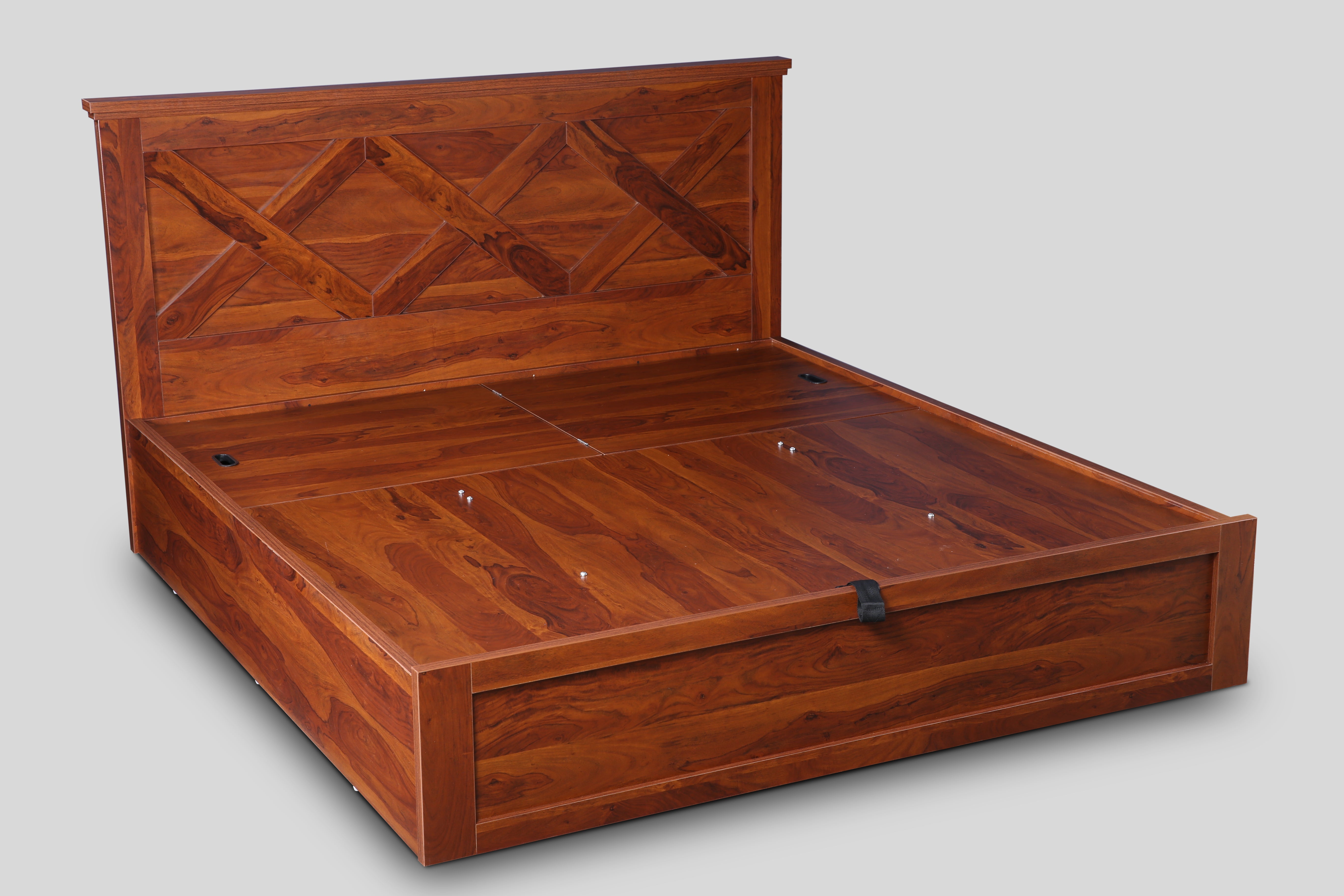 Antwerp King Bed with Hydraulic Storage in Sheesham Colour