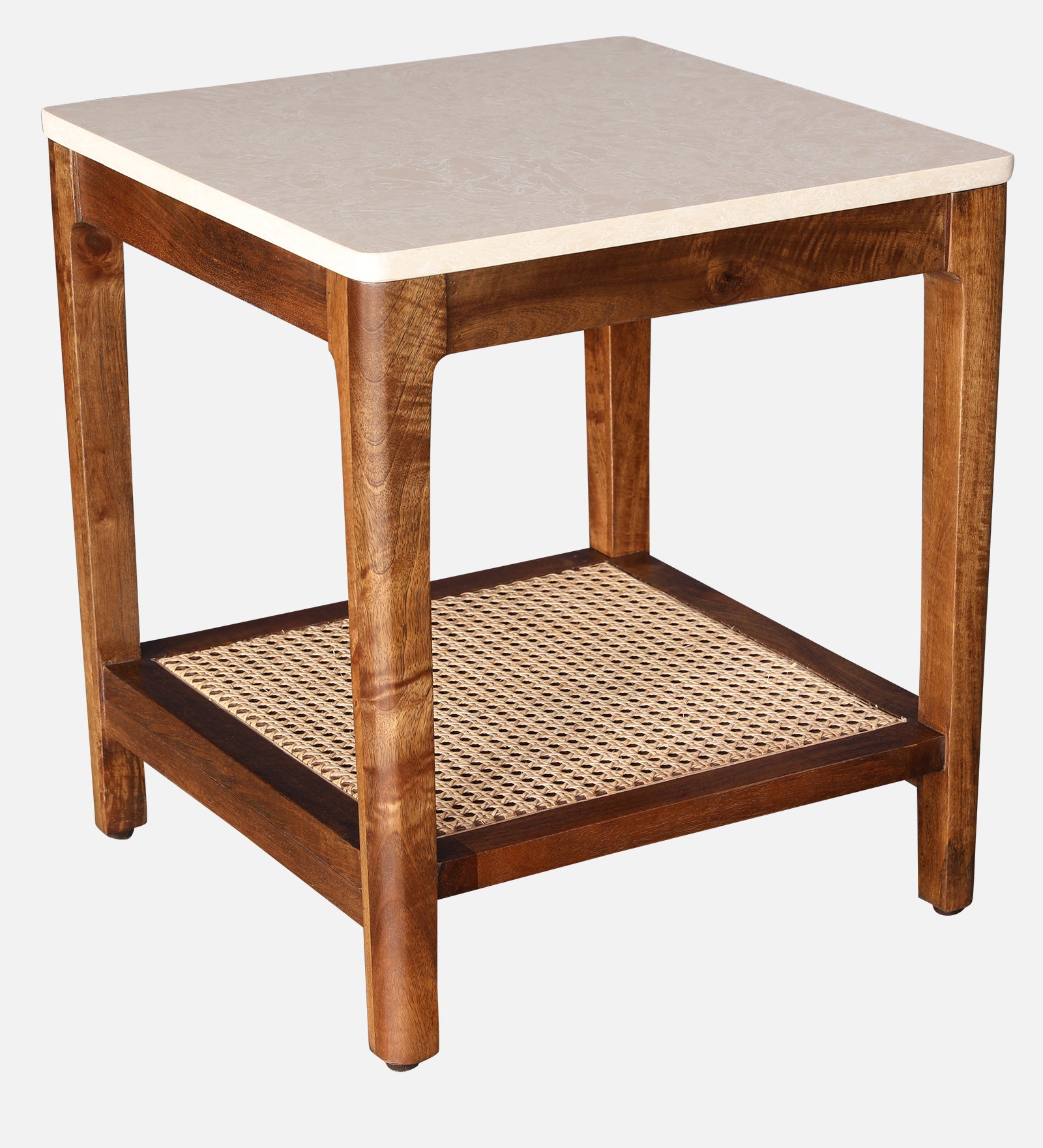 Siam Acacia Wood Side Table in Beige Colour