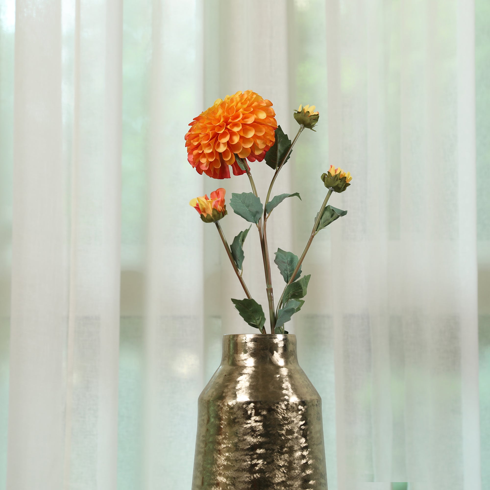 Blume Artificial Flower Dahlia Stem 78cm in Yellow Colour By Living Essence