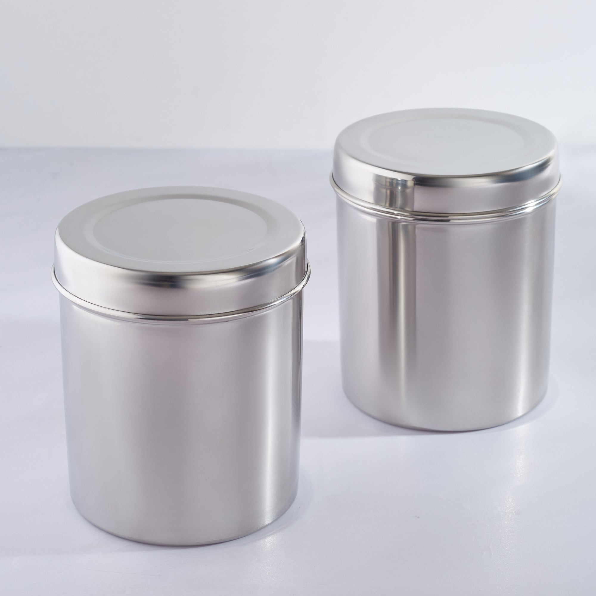 Glisto Stainless Steel Container Set of 2 in Silver Colour
