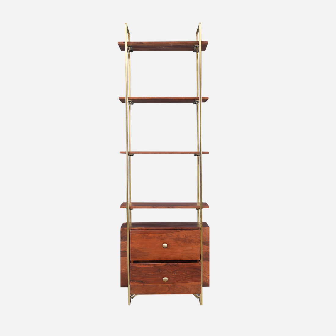 Alviya Book Shelves in Natural & Gold Colour