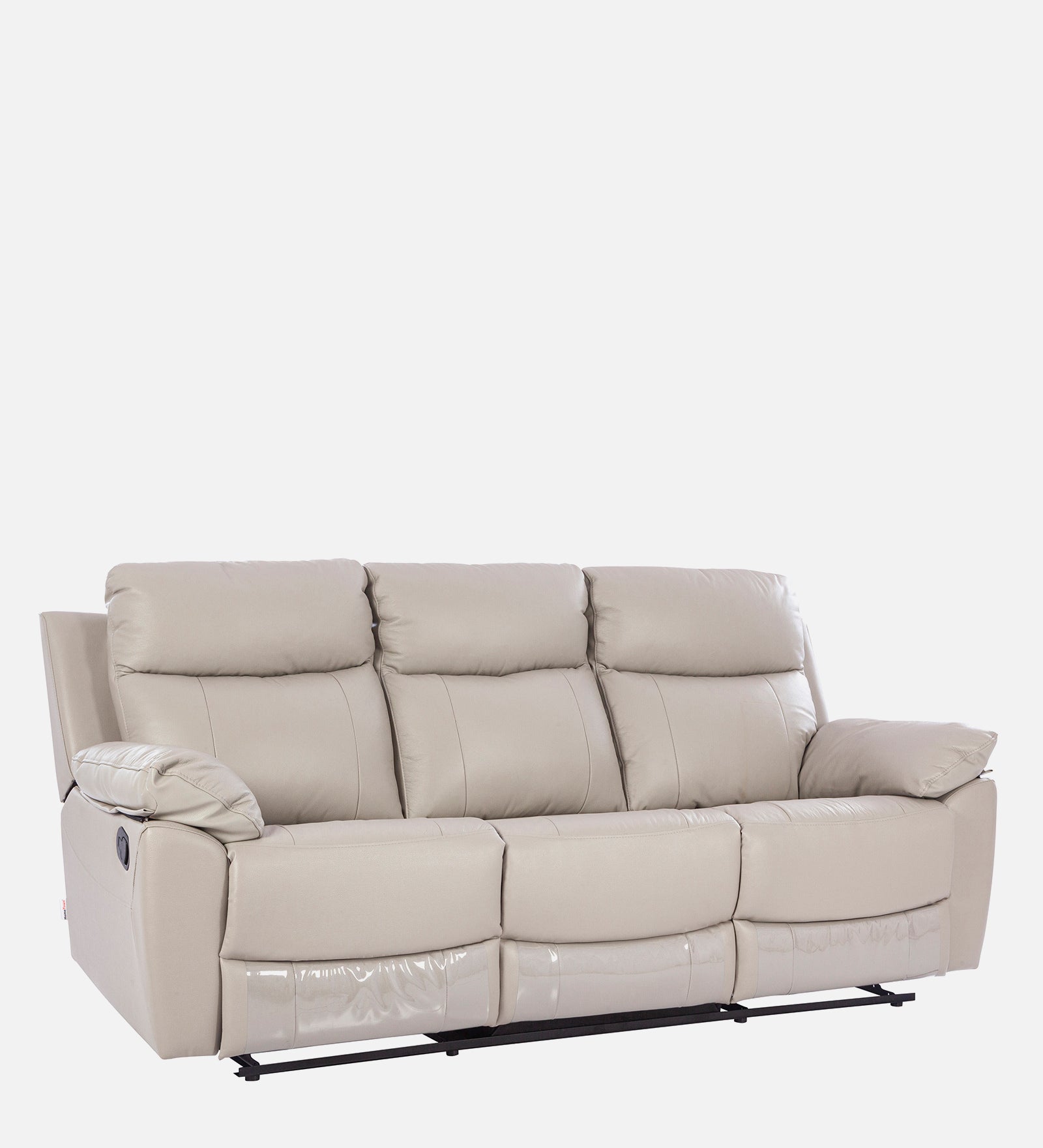 Quantum Half Leather Three Seater Recliner in Light Grey Colour