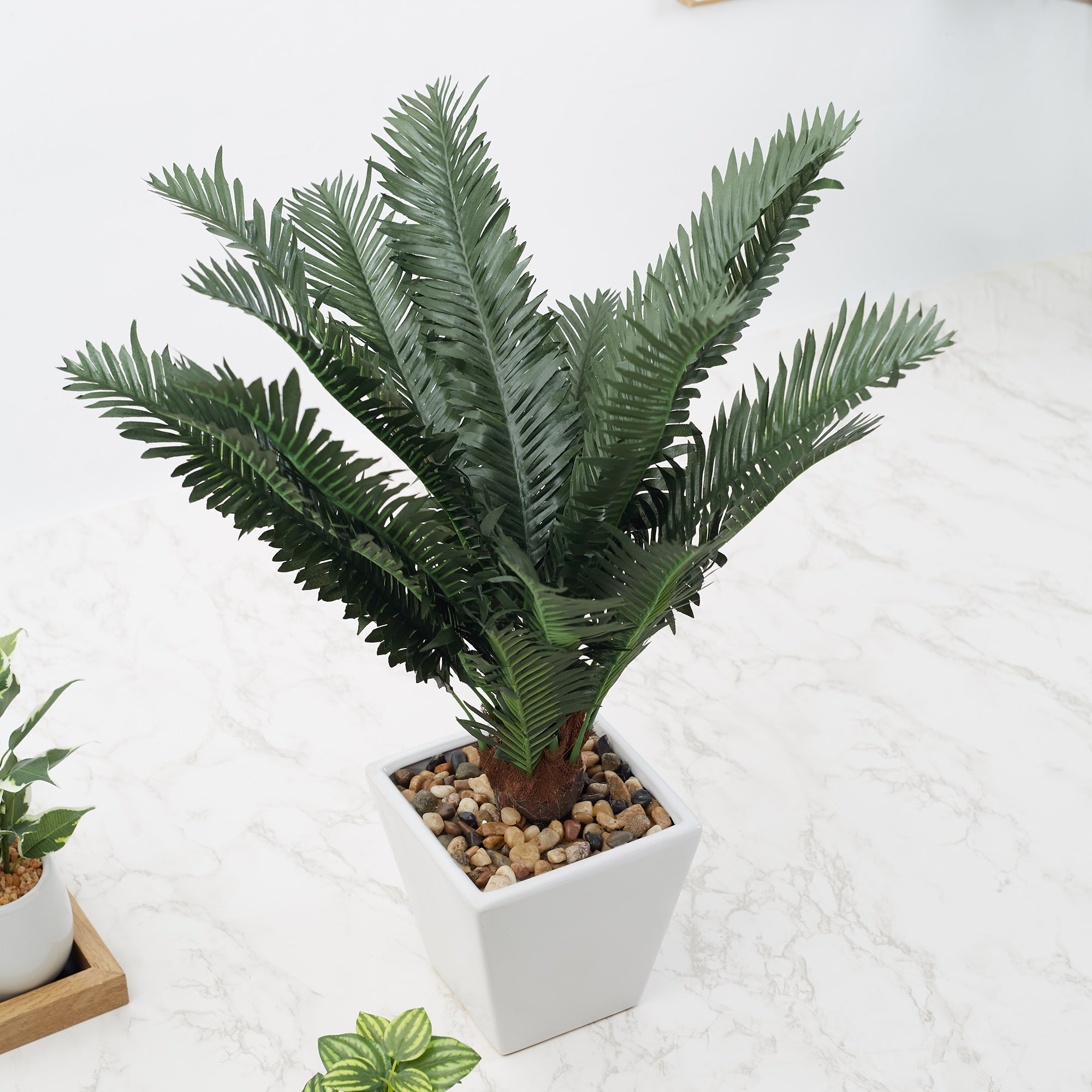 Ilana  Faux Cycas Ceramic Potted Plant 45 Cm in Green Colour