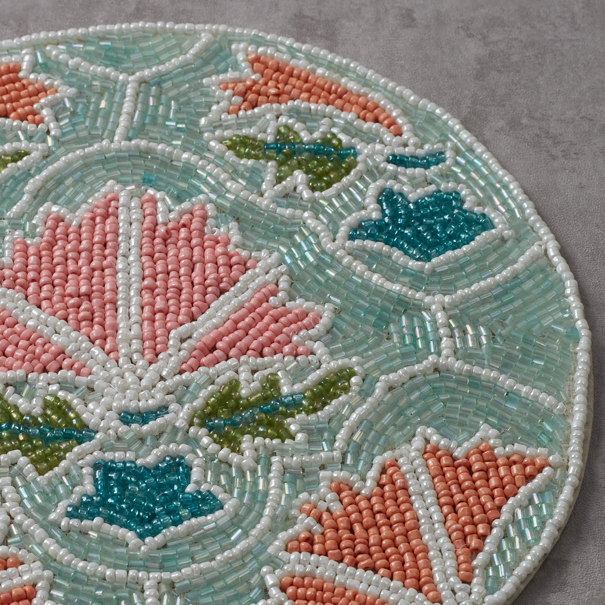 Anar Handmade Beaded Trivet Dia 20 Cm in Multi Colour