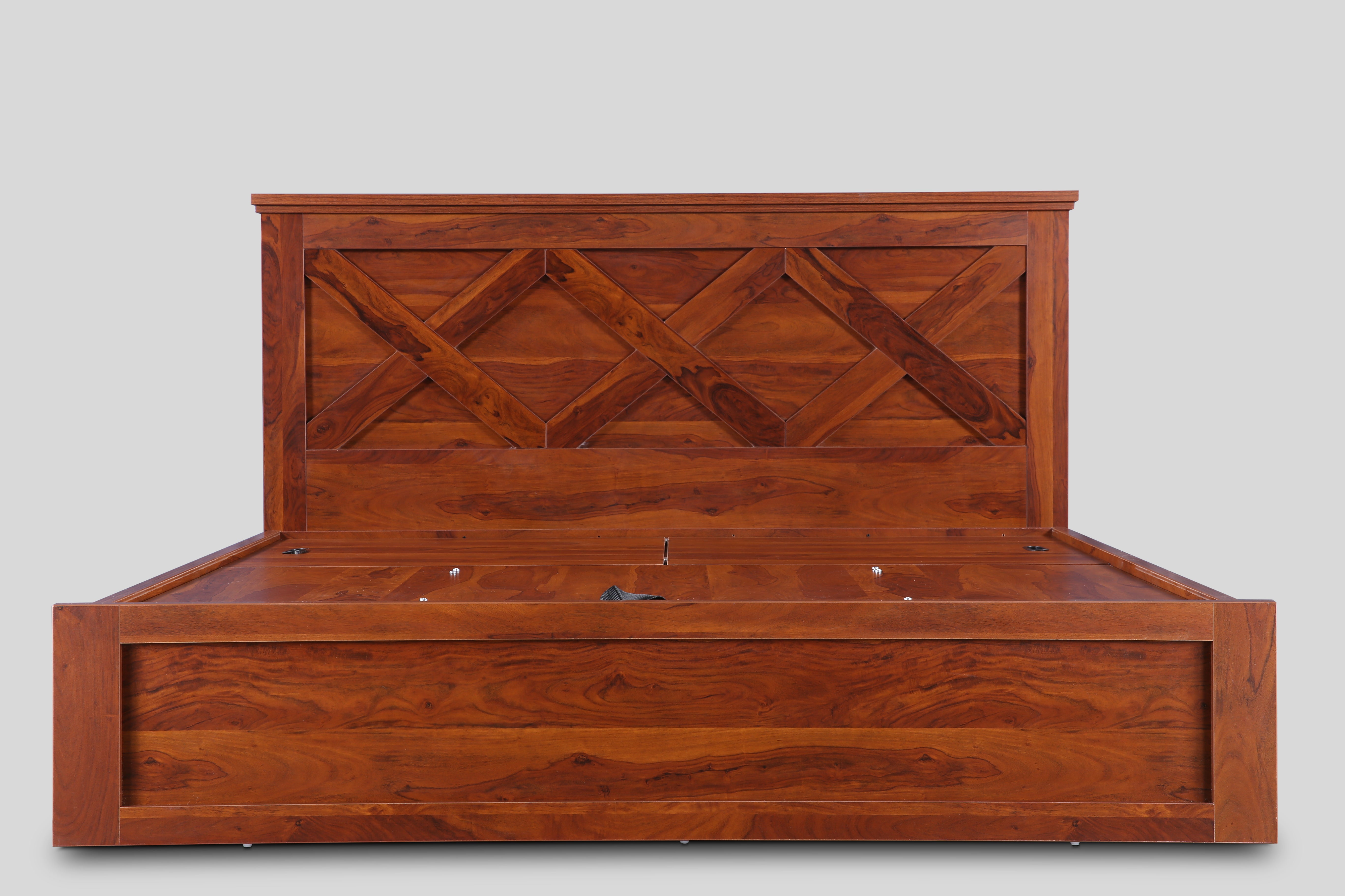 Antwerp King Bed with Hydraulic Storage in Sheesham Colour