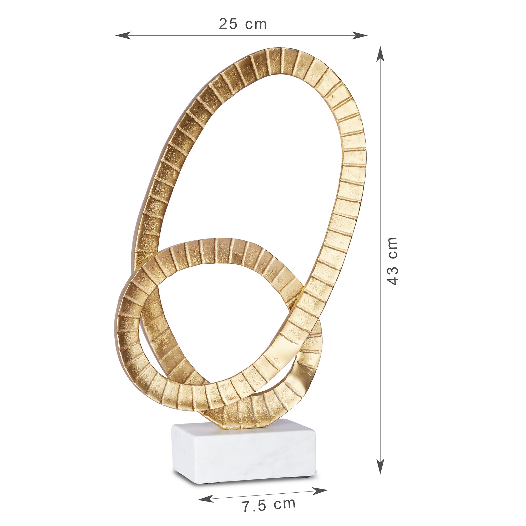 Venice Aluminium Dual Rings Table Decor 25x7x43 Cm in Gold Colour