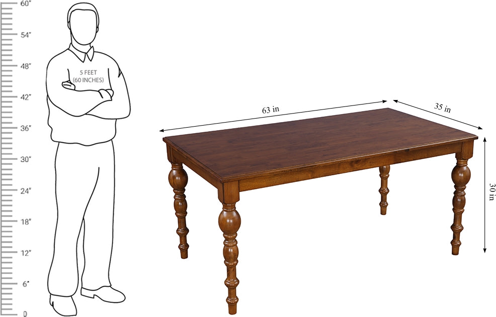 Tobago Solidwood 6 Seater Dining Table in Antique Walnut Colour