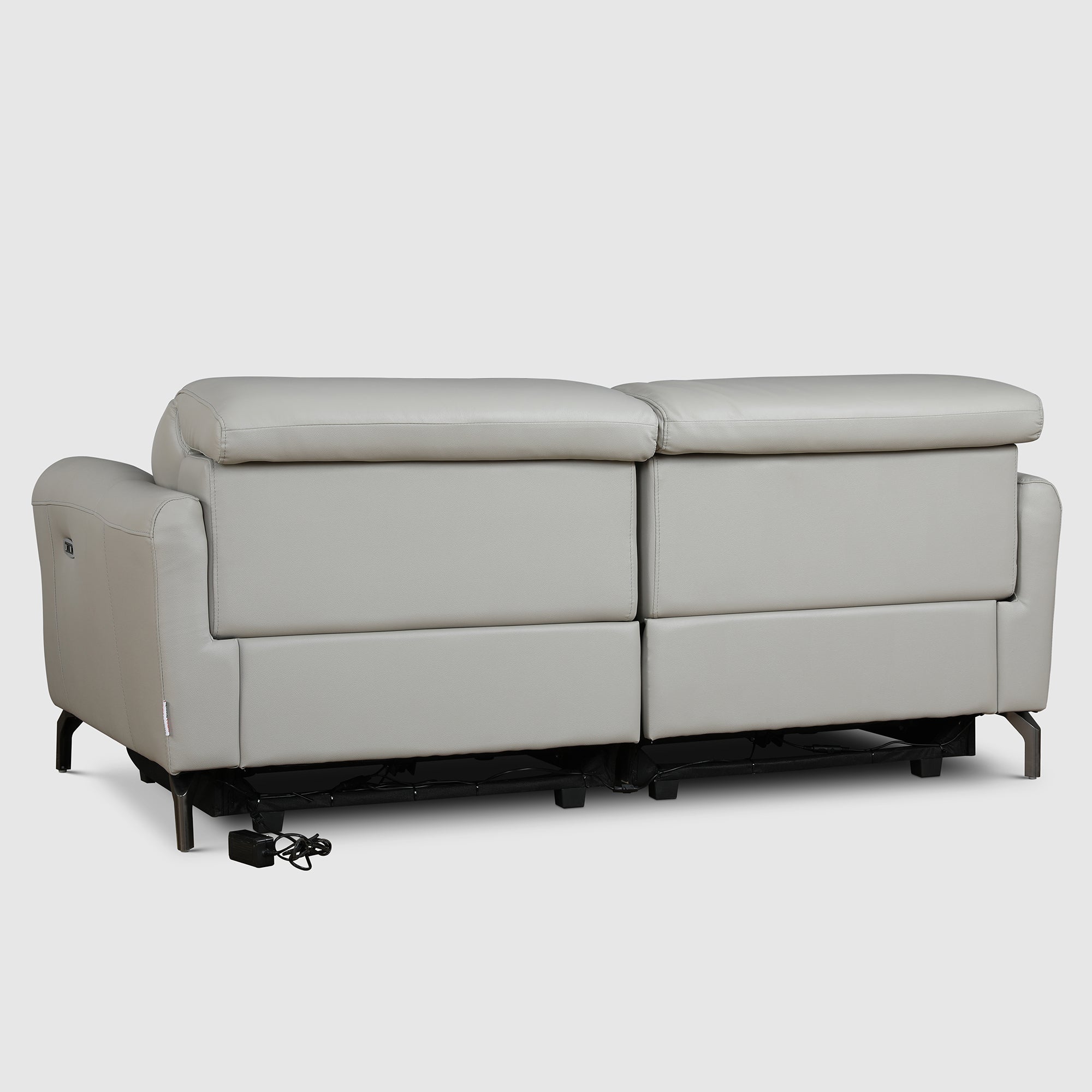 Emilia Half Leather Three seater Electric Recliner in Light Grey Colour