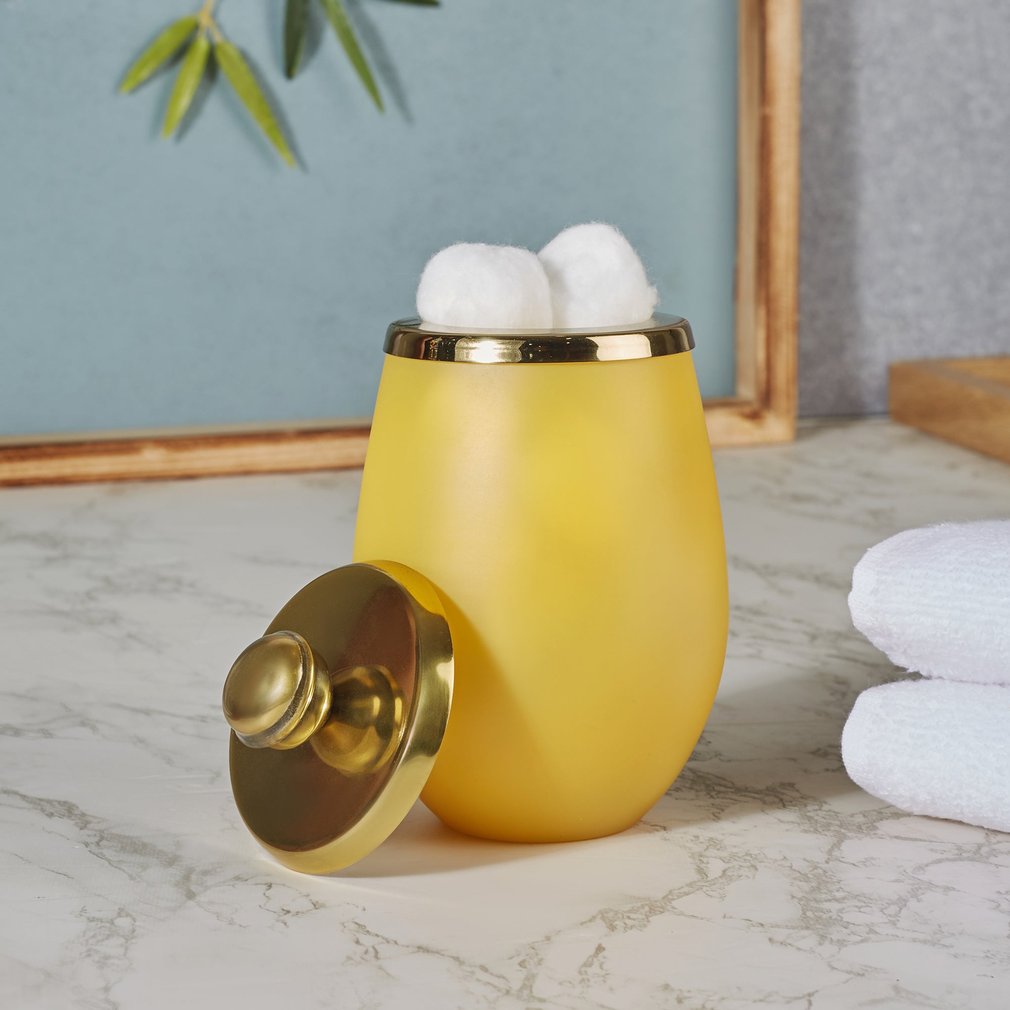 Emilia Glass Frosted Colored Tumbler in Yellow Colour