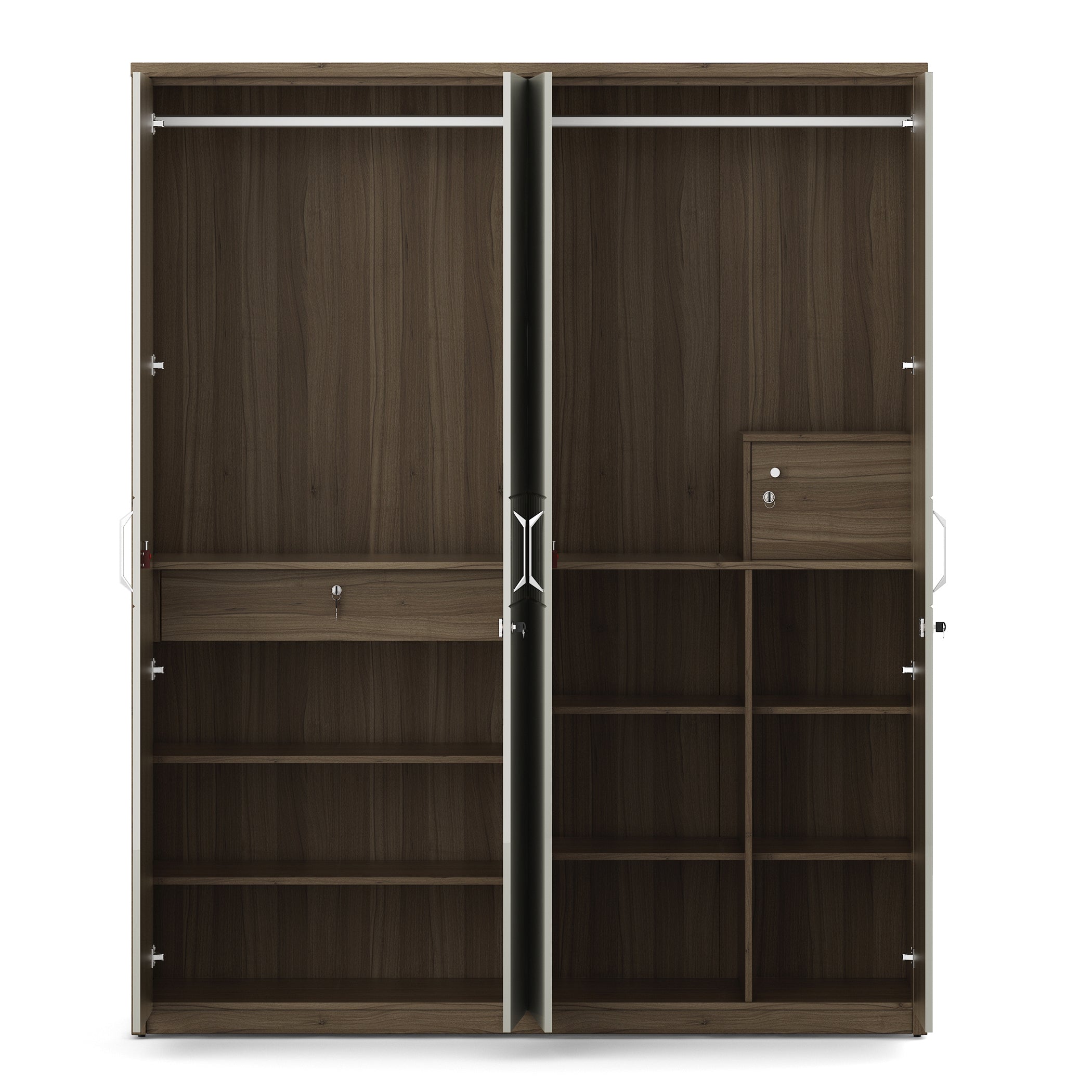 Cascade  Four Door Wardrobe in Lyon walnut Colour
