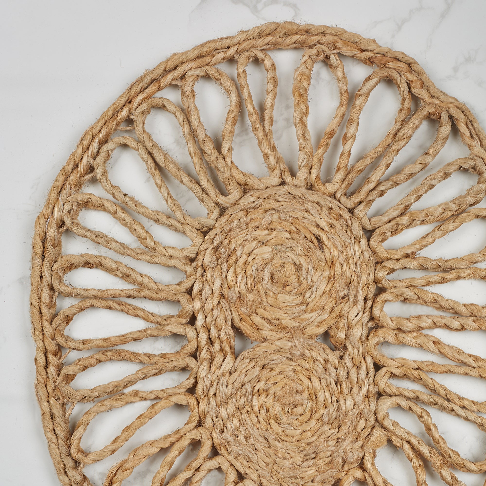 Boho Handmade Jute Trivet Set Of 2 Dia 25 Cm in Natural Colour