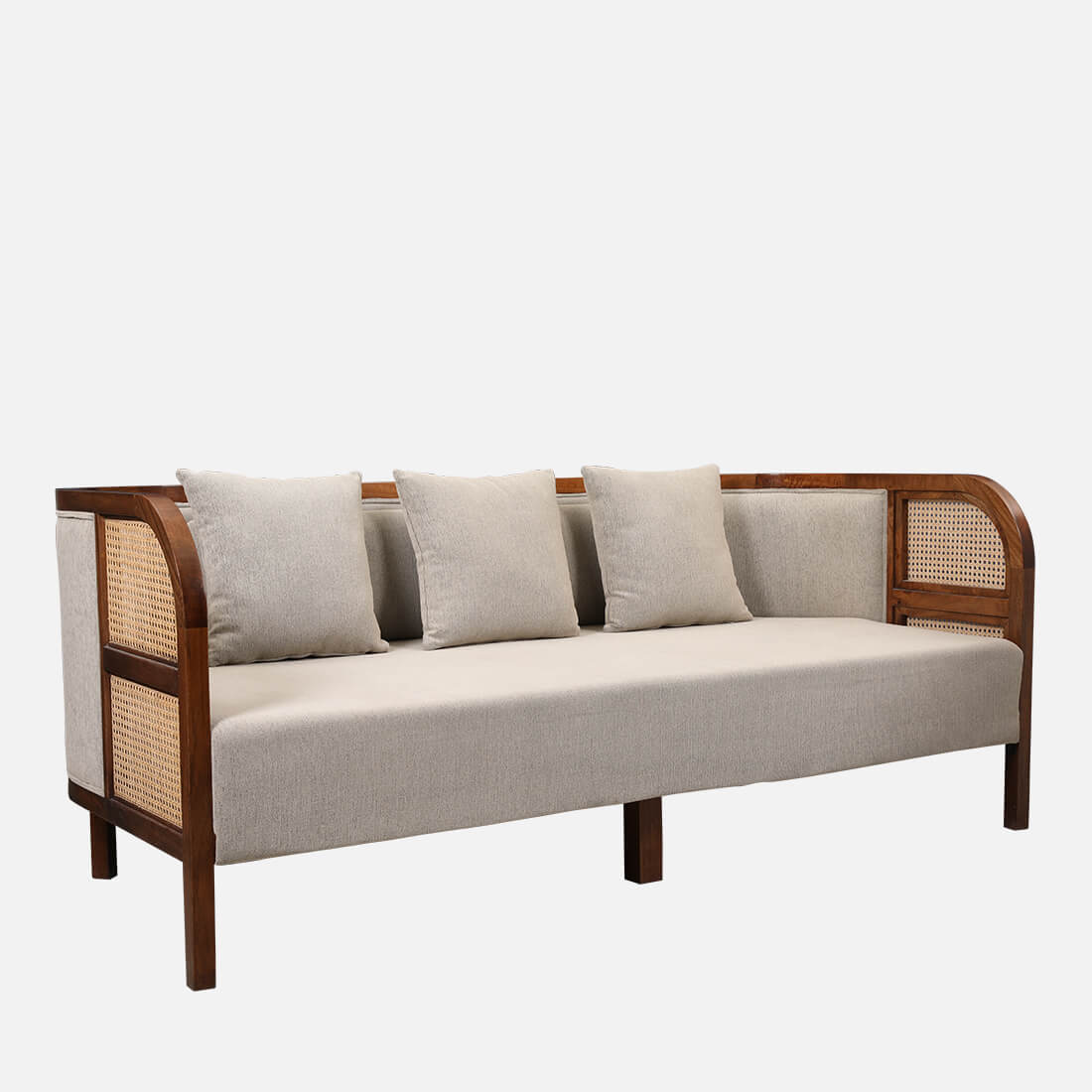 Siam Solidwood Three Seater Sofa in Beige Colour