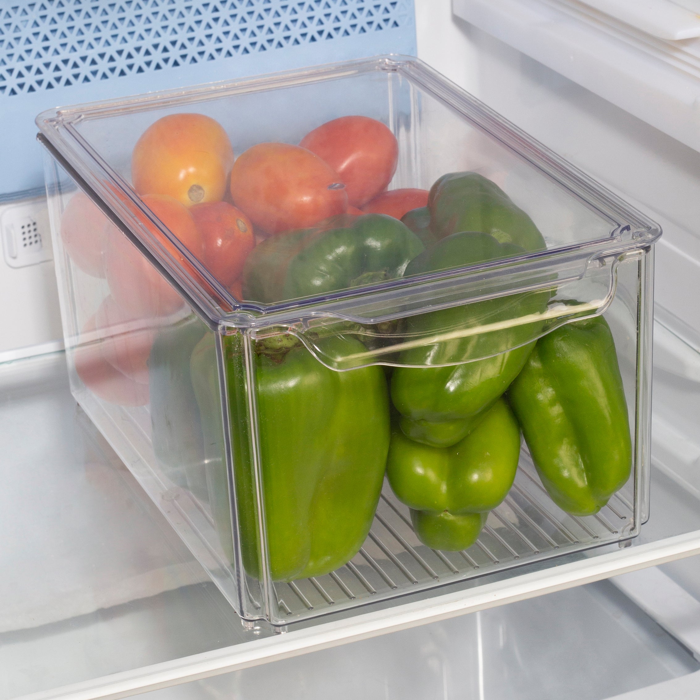 Robusto PET BPA Free Stackable Fridge Organizer with Lid & Drain - 8.4 Ltr in Transparent Colour