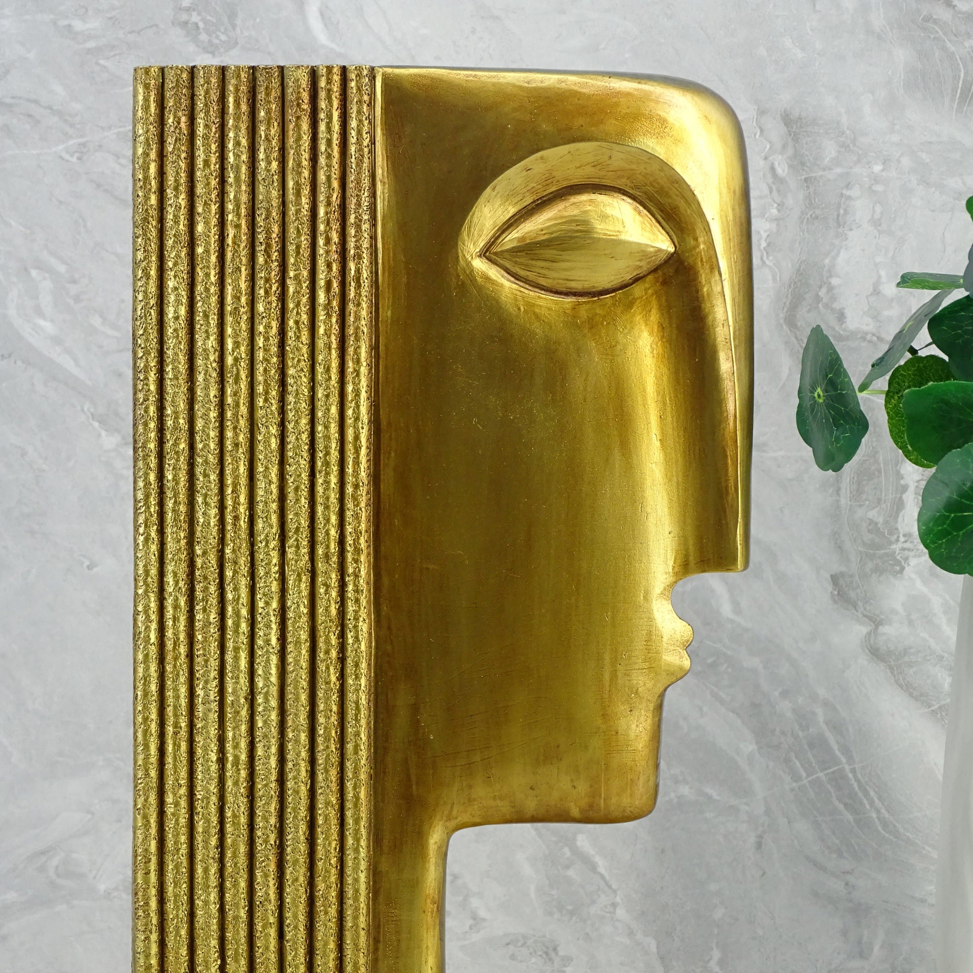 Willow Polyresin Egyptian Lady Face 35Cm in Gold Colour