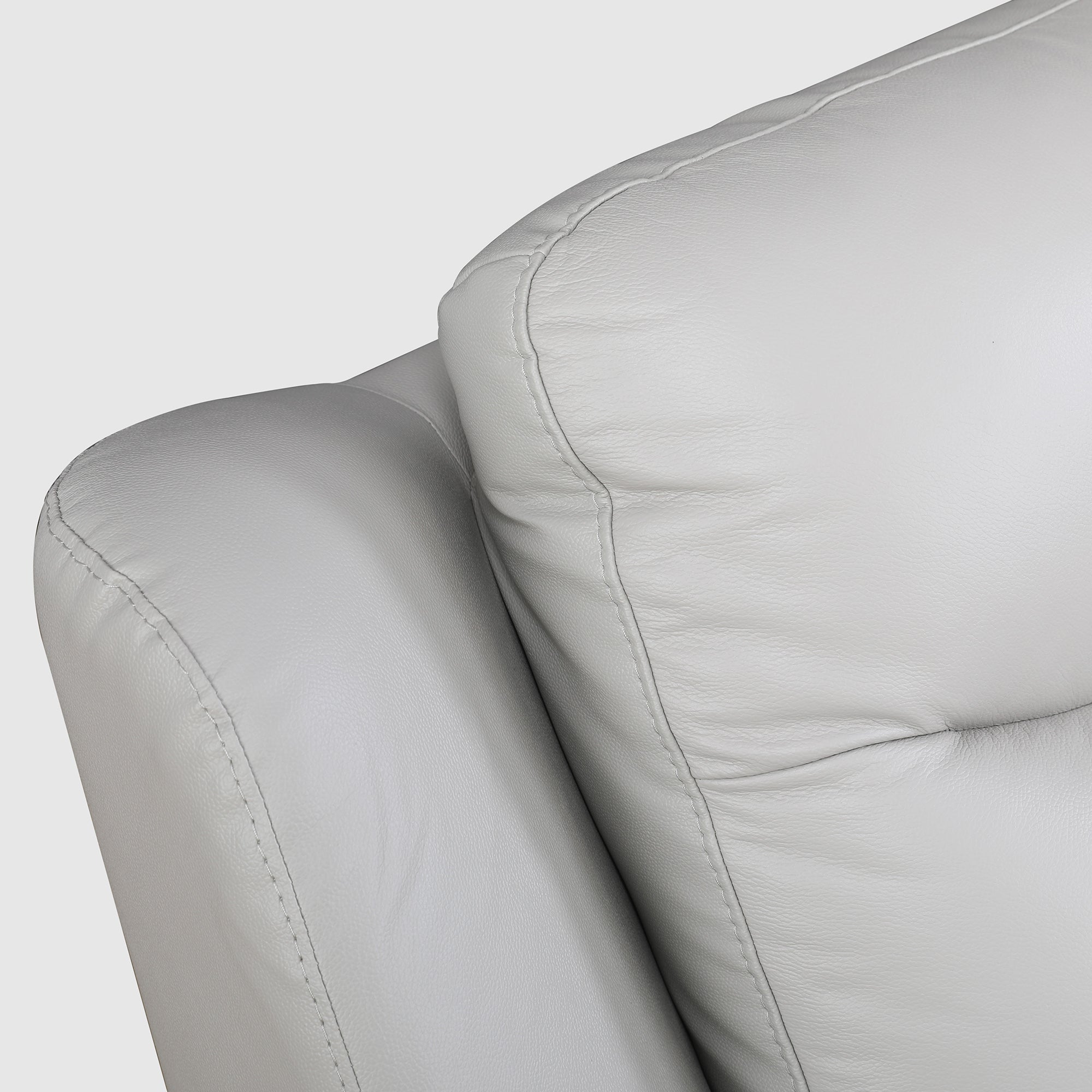 Alexa Half Leather Three Seater Sofa in Light Grey Colour