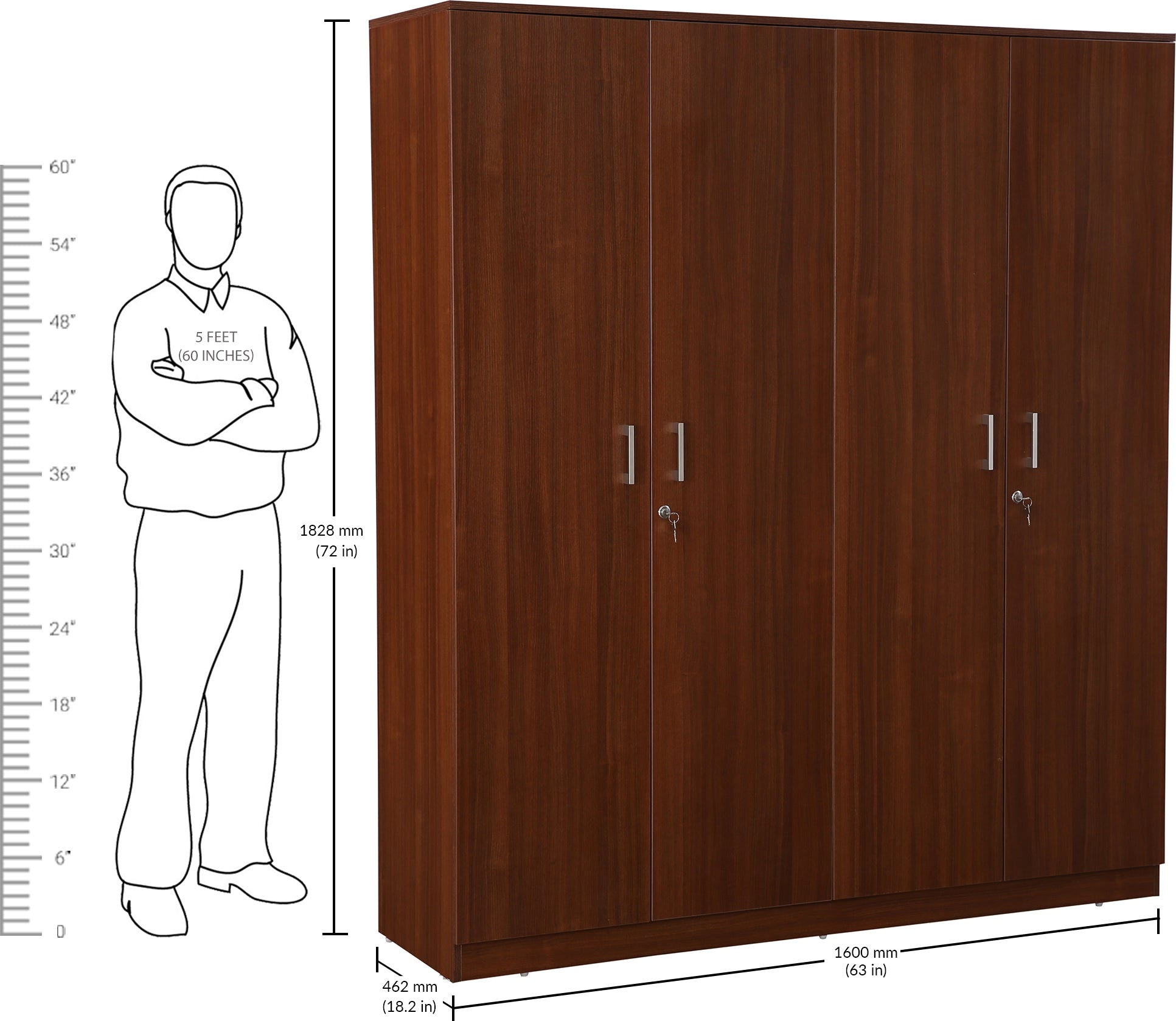 Premier 4 door wardrobe in Walnut Colour