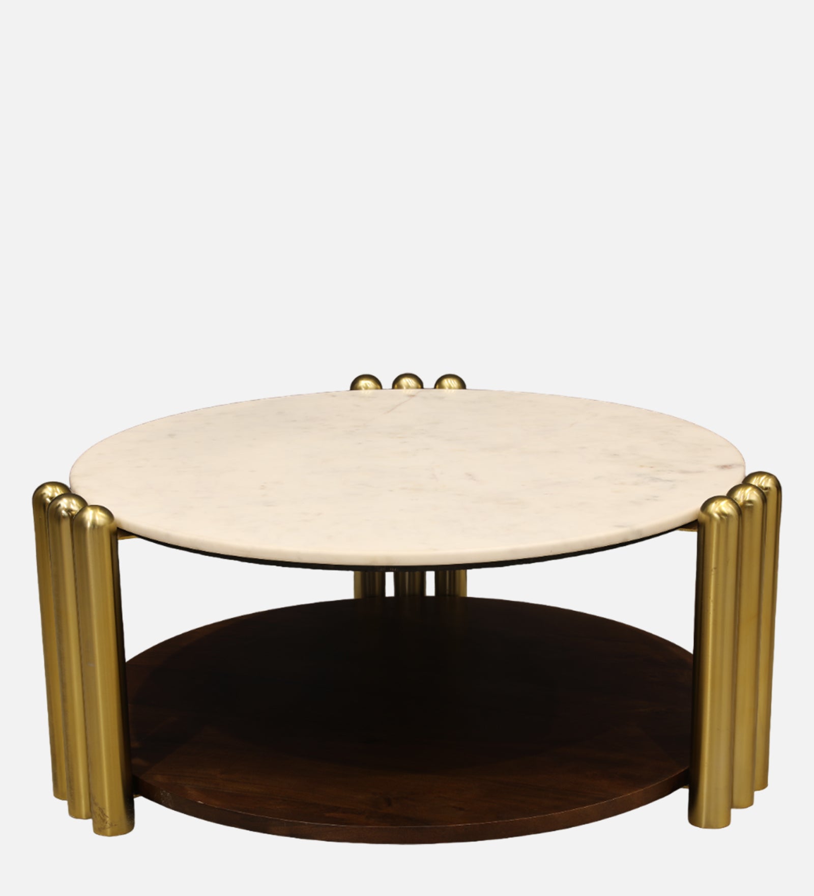 Regalia Marble Top Center Table in White & Gold Colour